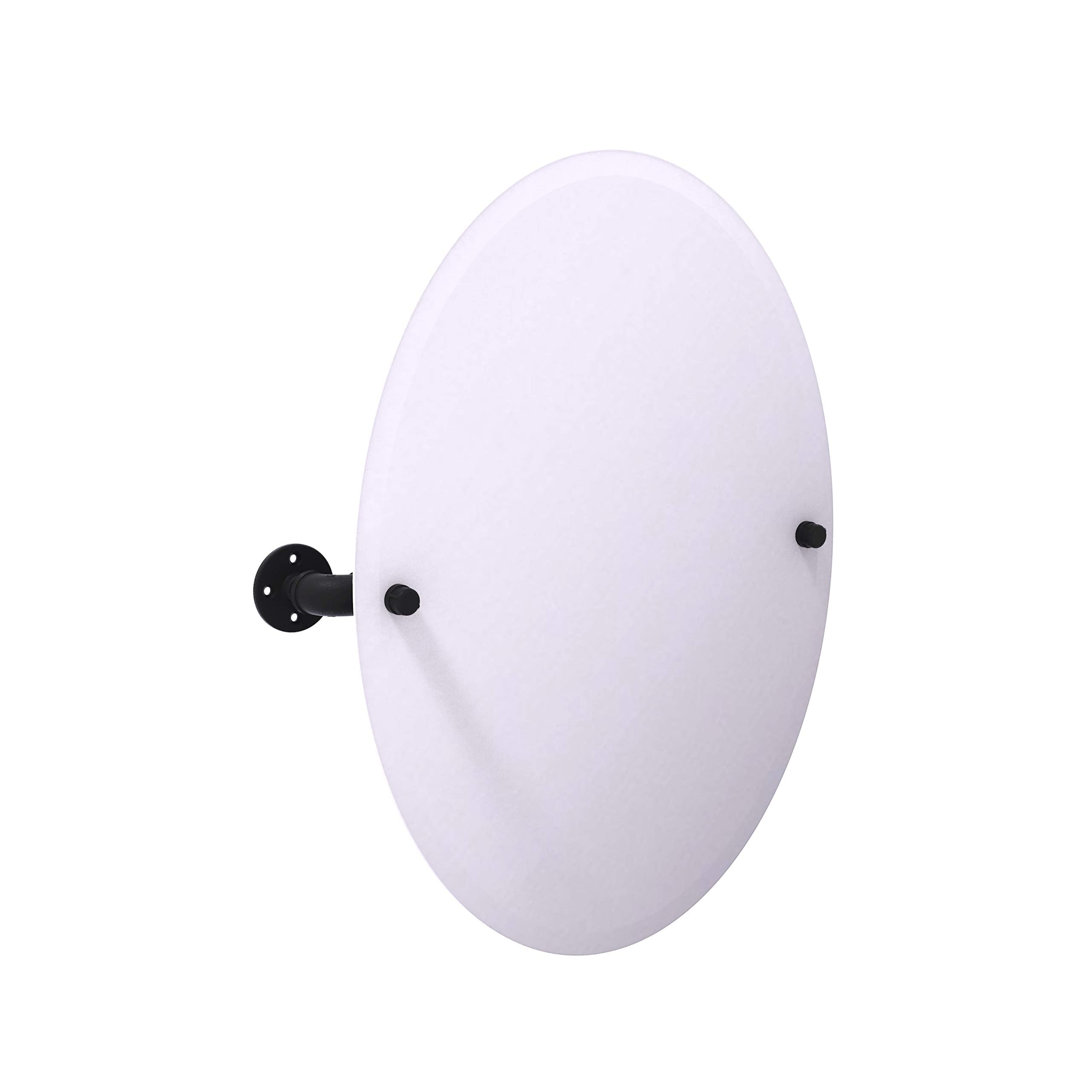 Pipeline Collection Frameless Oval Wall Mounted Tilt Mirror - Matte Black