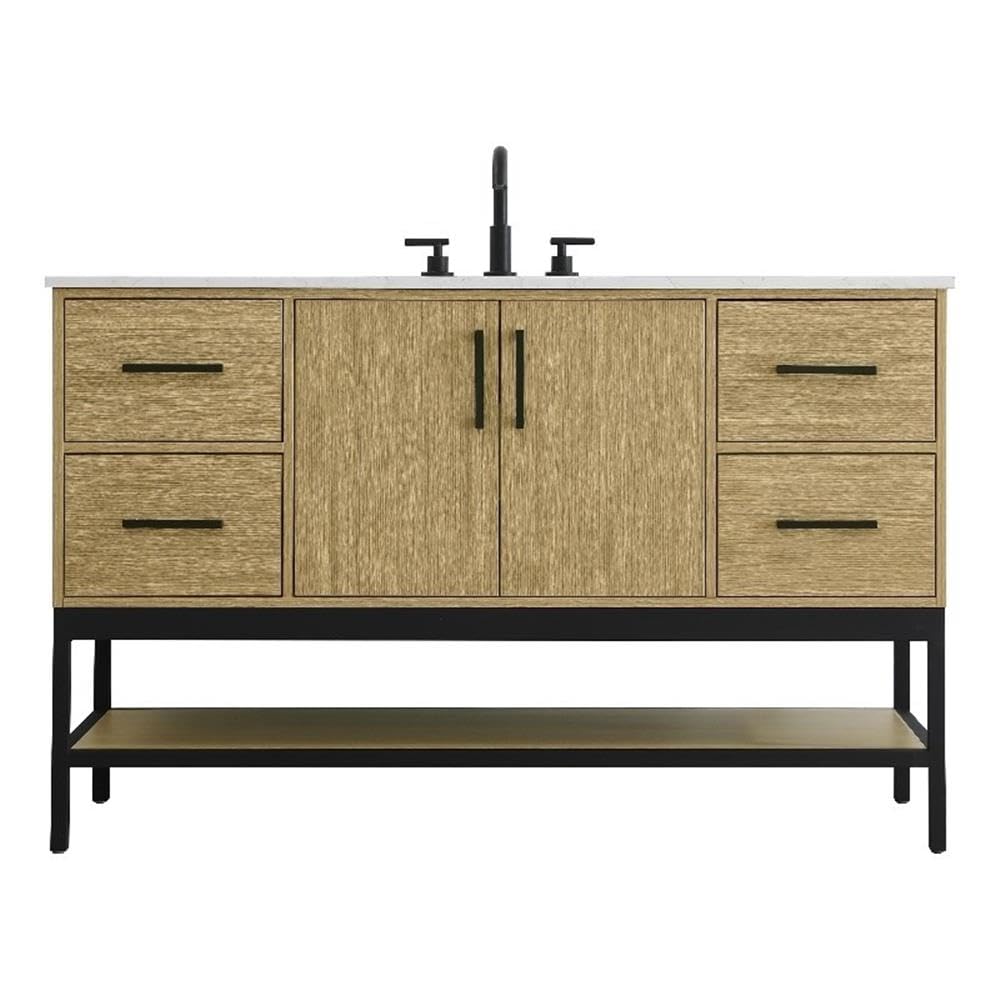 54 inch Single Bathroom Vanity in Honey Brown