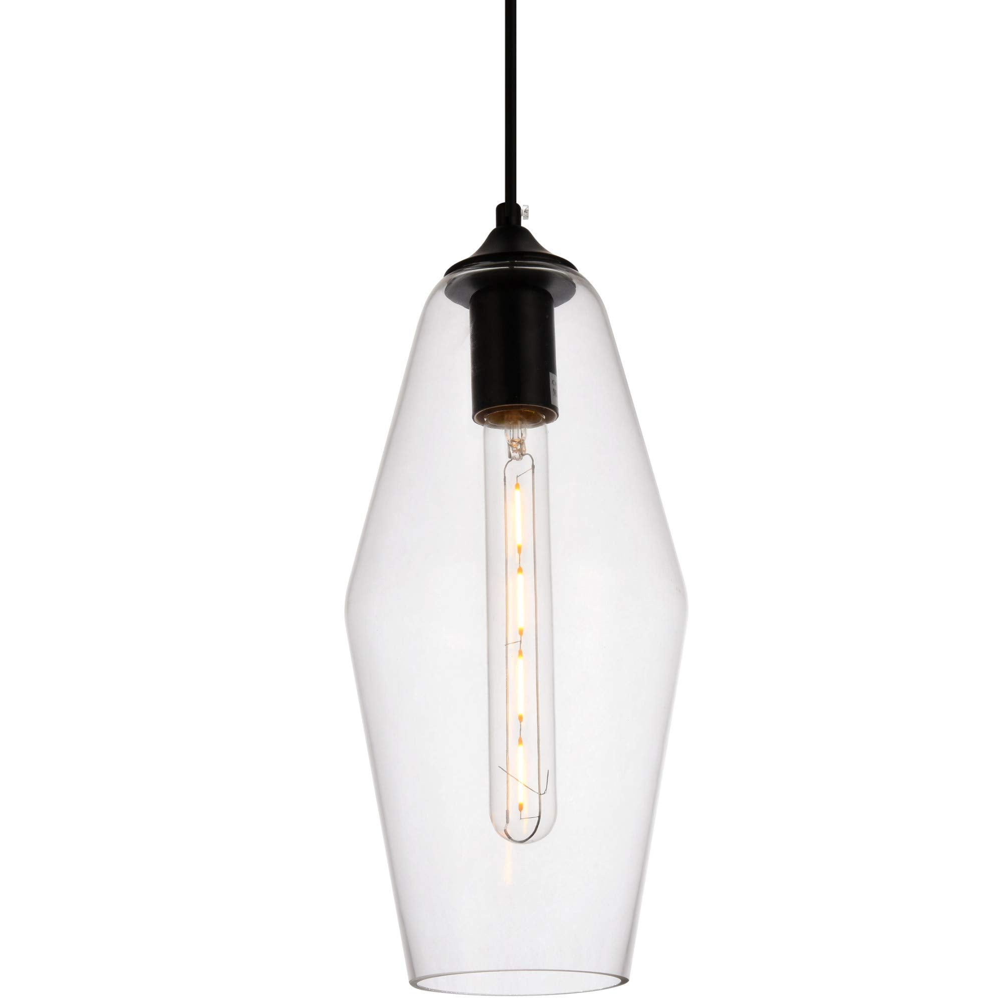 Placido Collection Pendant D5.9 H14.2 Lt:1 Black and Clear Finish
