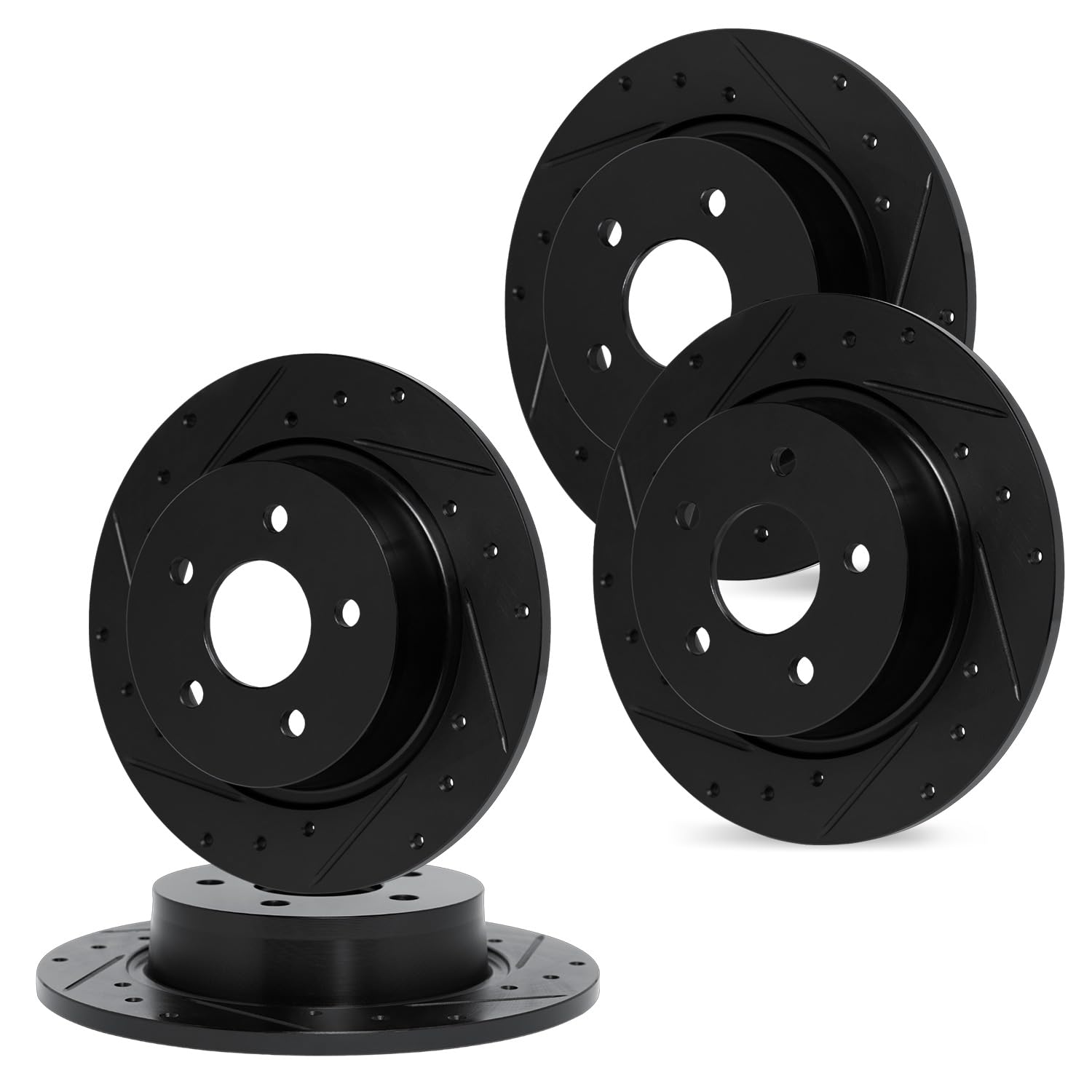 R1 Concepts Drilled and Slotted Black Disc Brake Rotor Set WHPN2-52011
