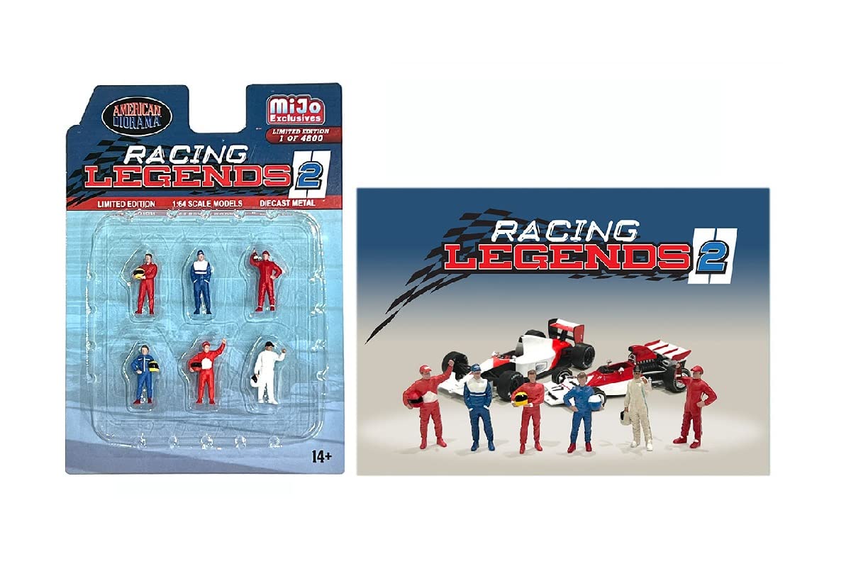 Racing Legends 2″ 6 piece Diecast Set (6 Driver Figures) Limited Edition to 4800 pieces Worldwide for 1/64 Scale Models by American Diorama