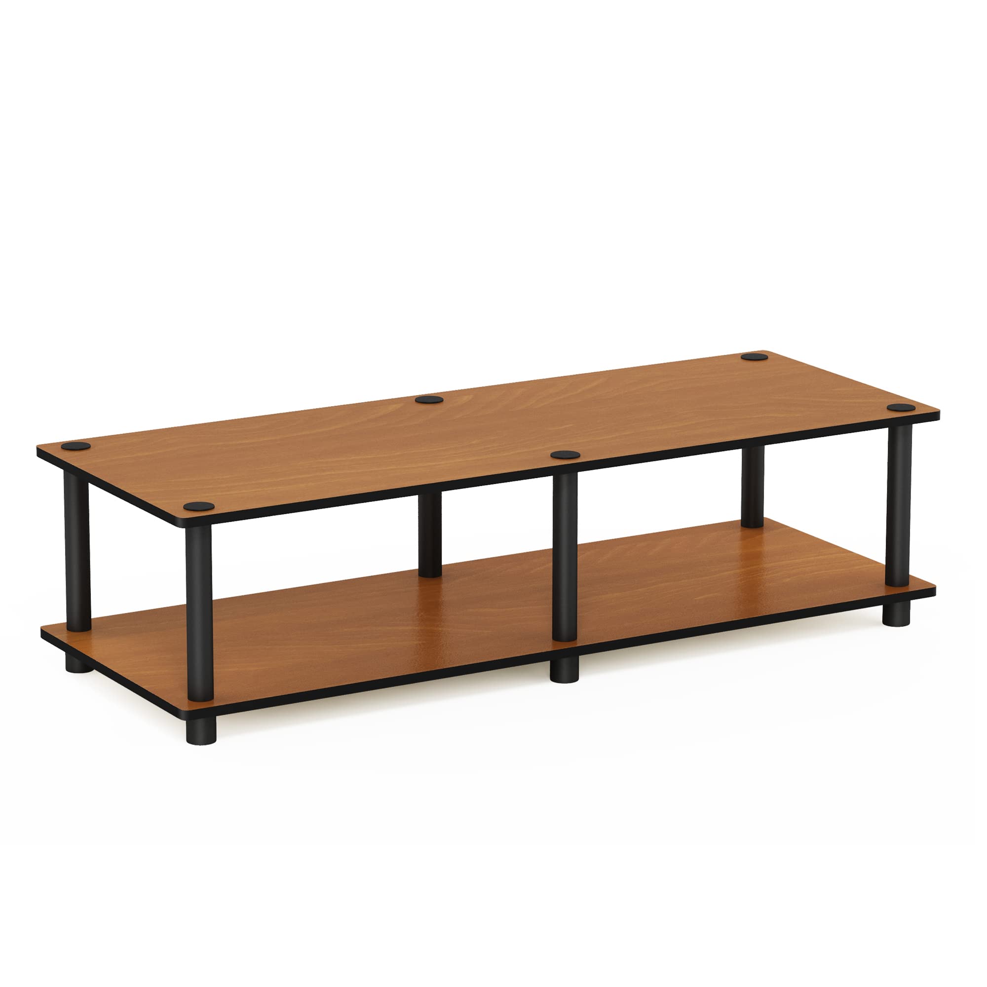 Furinno 11175LC(BK)/BK  Just No Tools Wide TV Stand, Light Cherry w/Black Tube