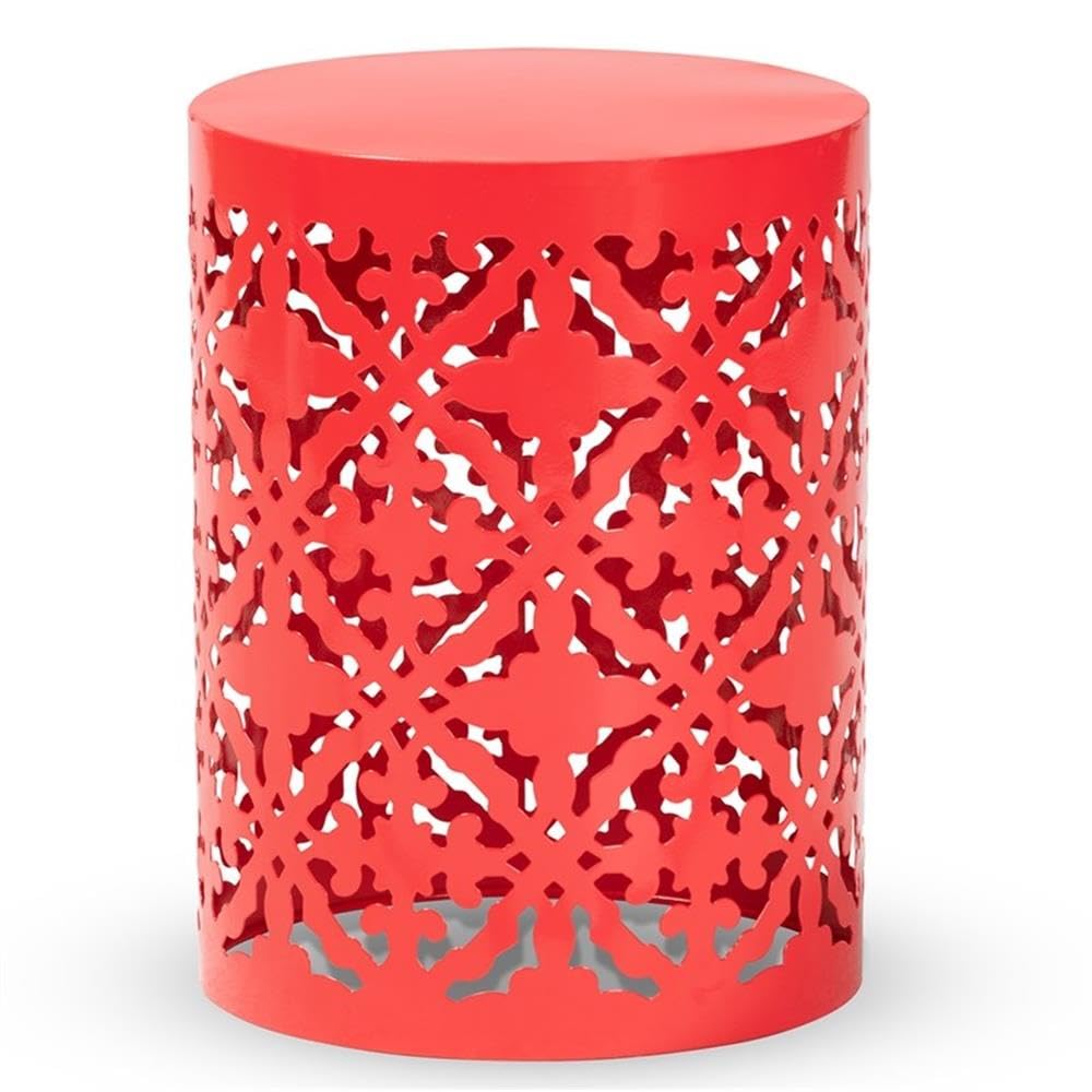 Baxton Studio Jamila Modern And Contemporary Red Finished Metal Outdoor Side Table