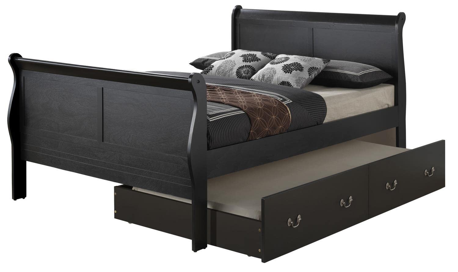 Louis Phillipe Black Full Trundle Bed