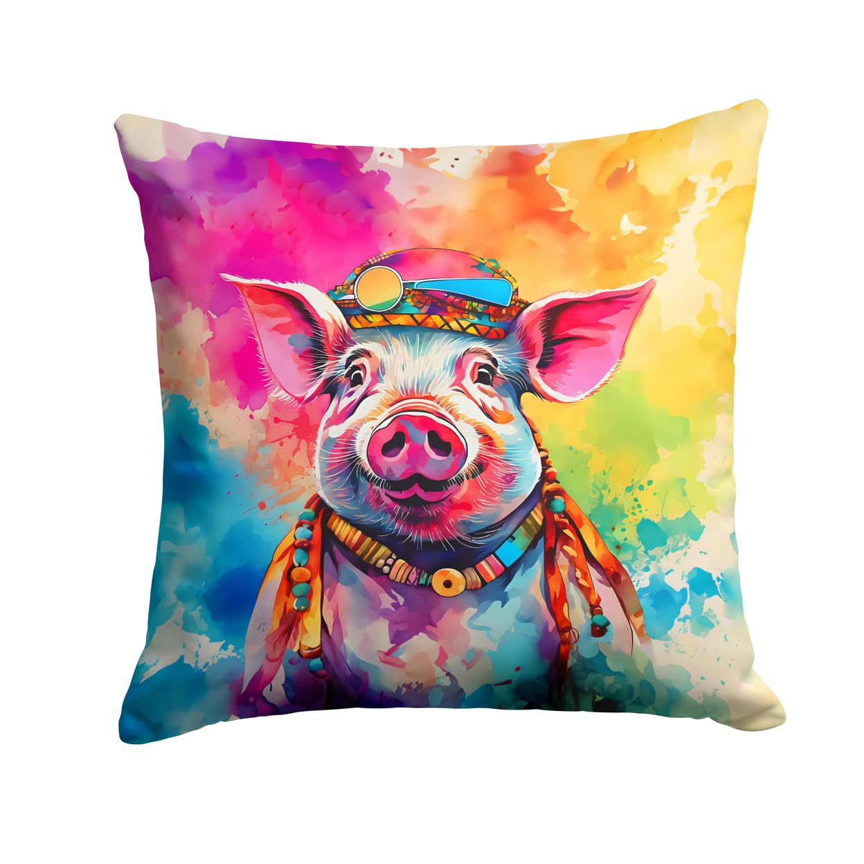 Hippie Animal Pig Throw Pillow