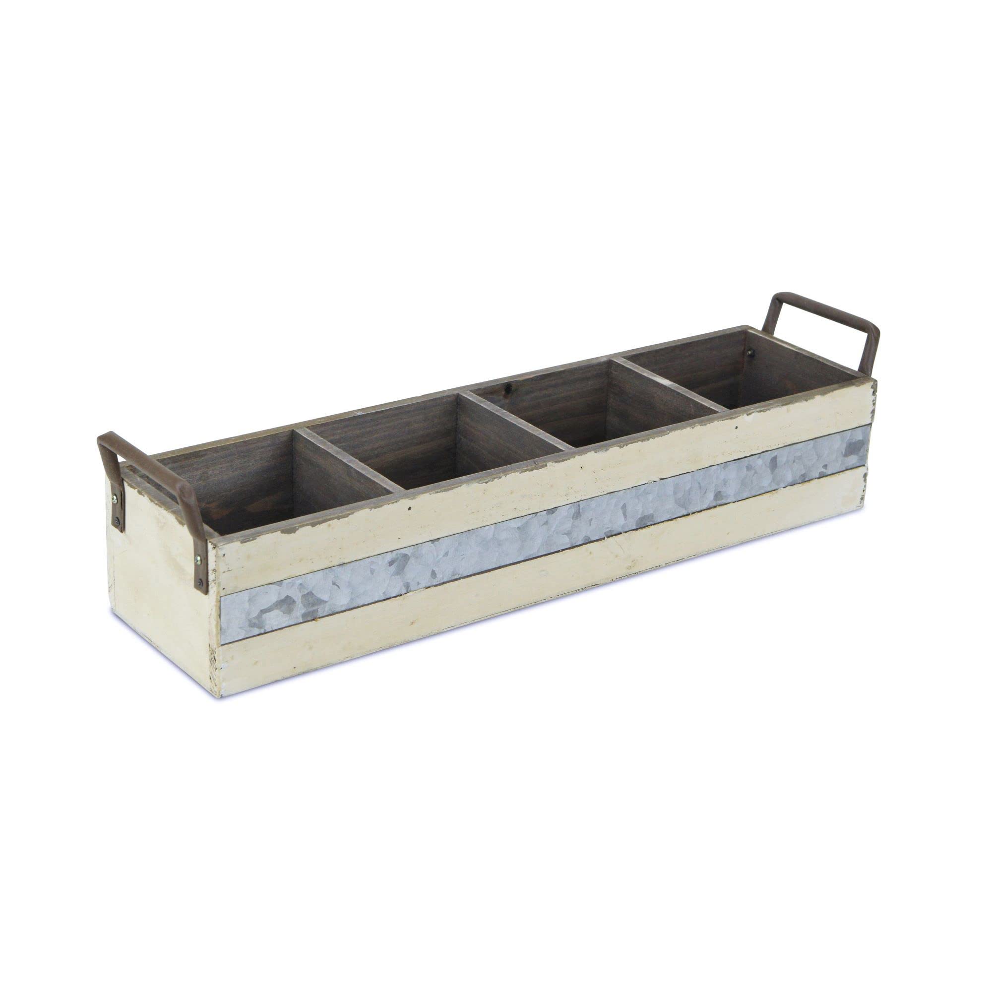 Reid Wooden 4 Slot Storage Caddy - Rustic White