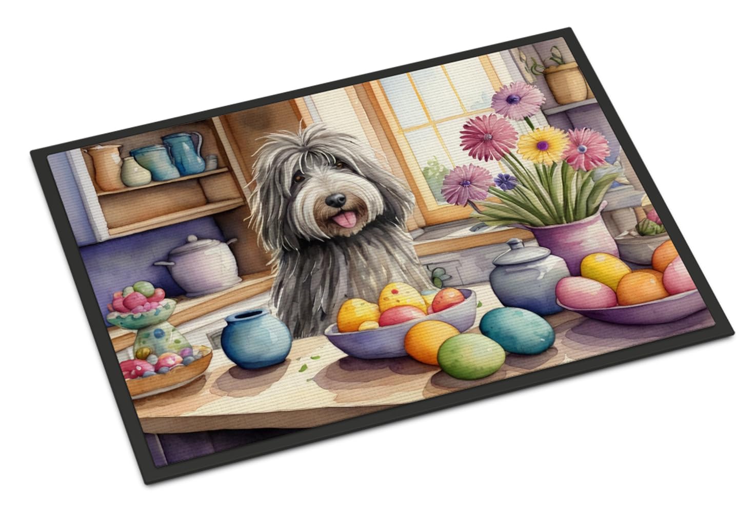 Carolines Treasures DAC6760MAT Decorating Easter Bergamasco Sheepdog Doormat Front Door Mat Indoor Outdoor Rugs for Entryway, Non Slip Washable Low Pile, 18H X 27W