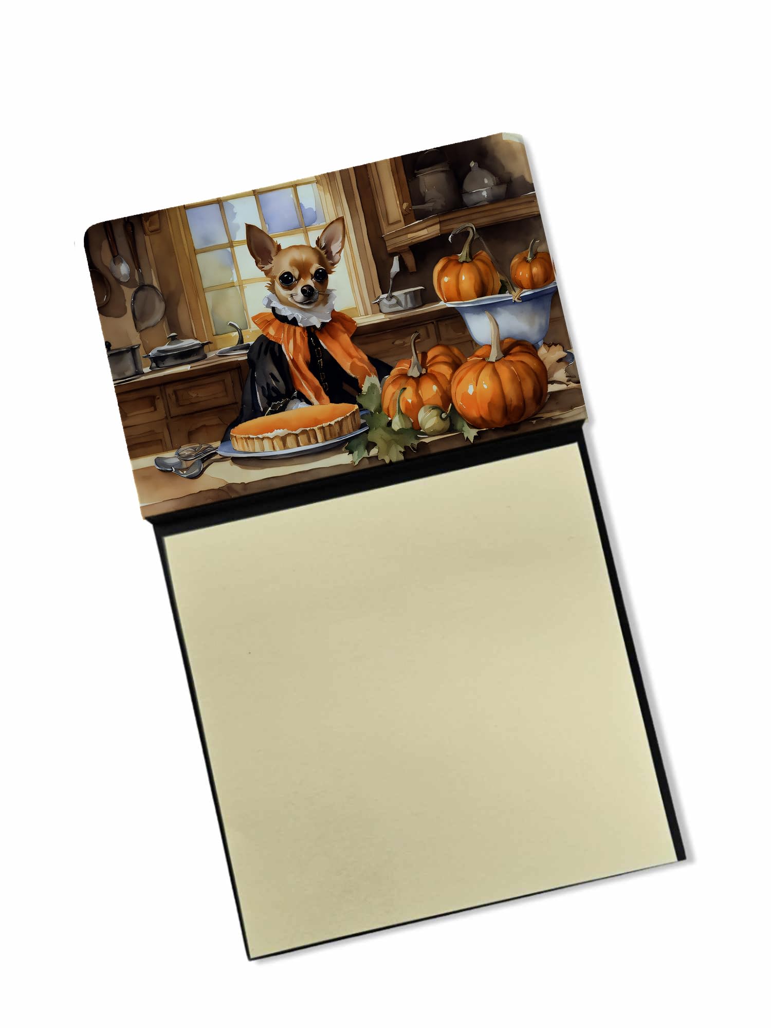 Chihuahua Fall Kitchen Pumpkins Sticky Note Holder