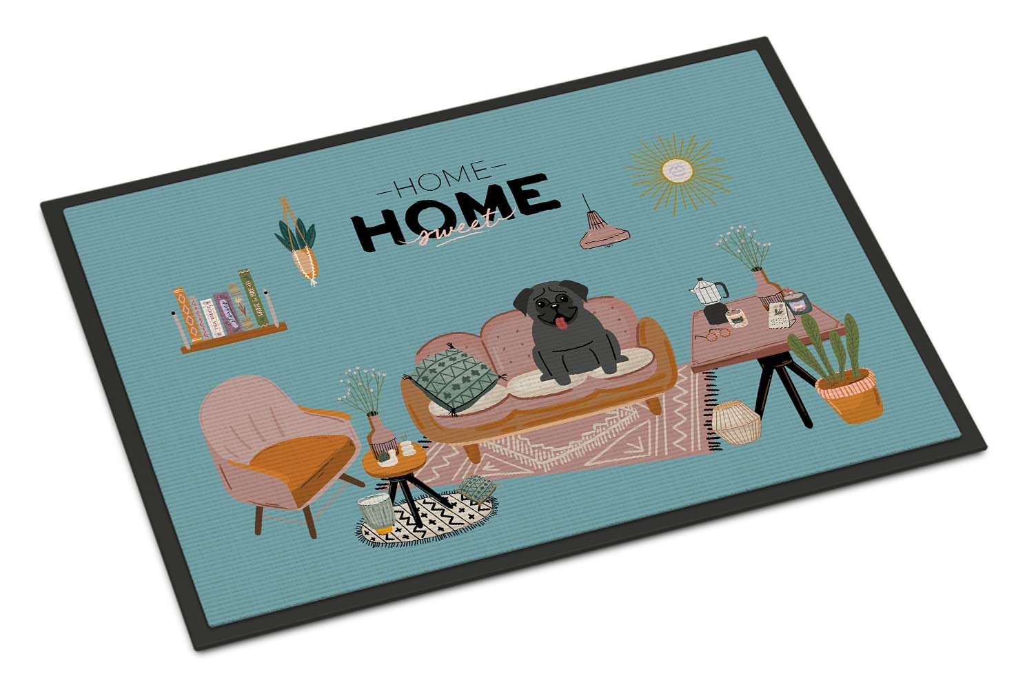 Black Pug Sweet Home Indoor or Outdoor Mat 18x27 CK7851MAT
