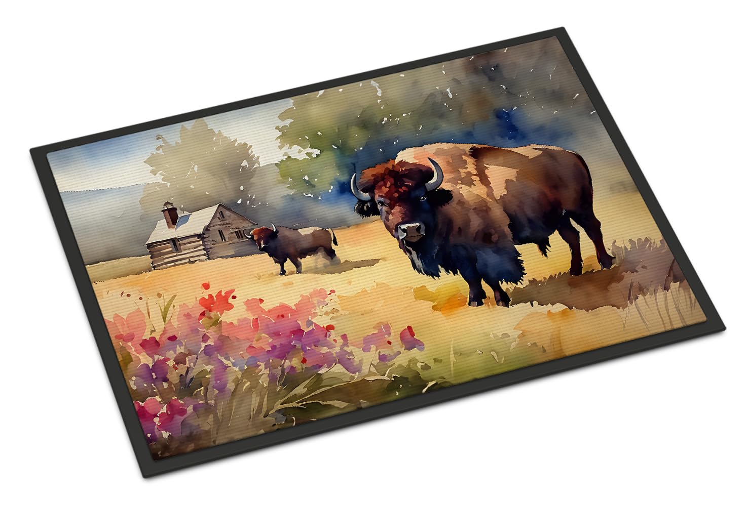 Carolines Treasures DAC3010JMAT Wood Bison Doormat Front Door Mat Indoor Outdoor Rugs for Entryway, Non Slip Washable Low Pile, 24H X 36W