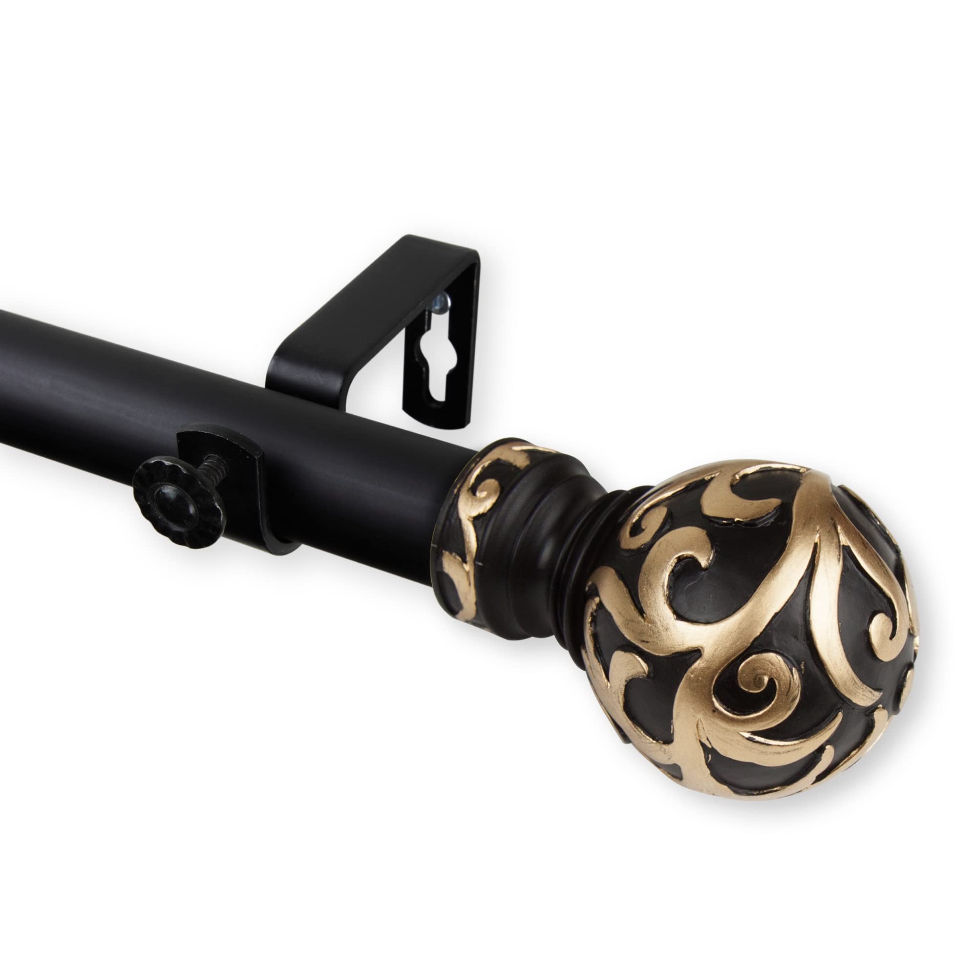 Terreca Curtain Rod 1 OD 28-48 inch  - Black