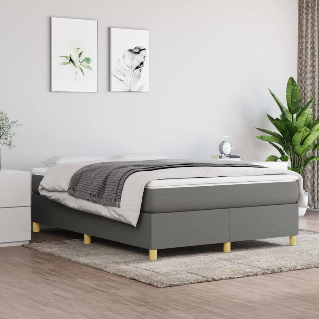 vidaXL Box Spring Bed Frame Dark Gray 59.8x79.9??Queen Fabric