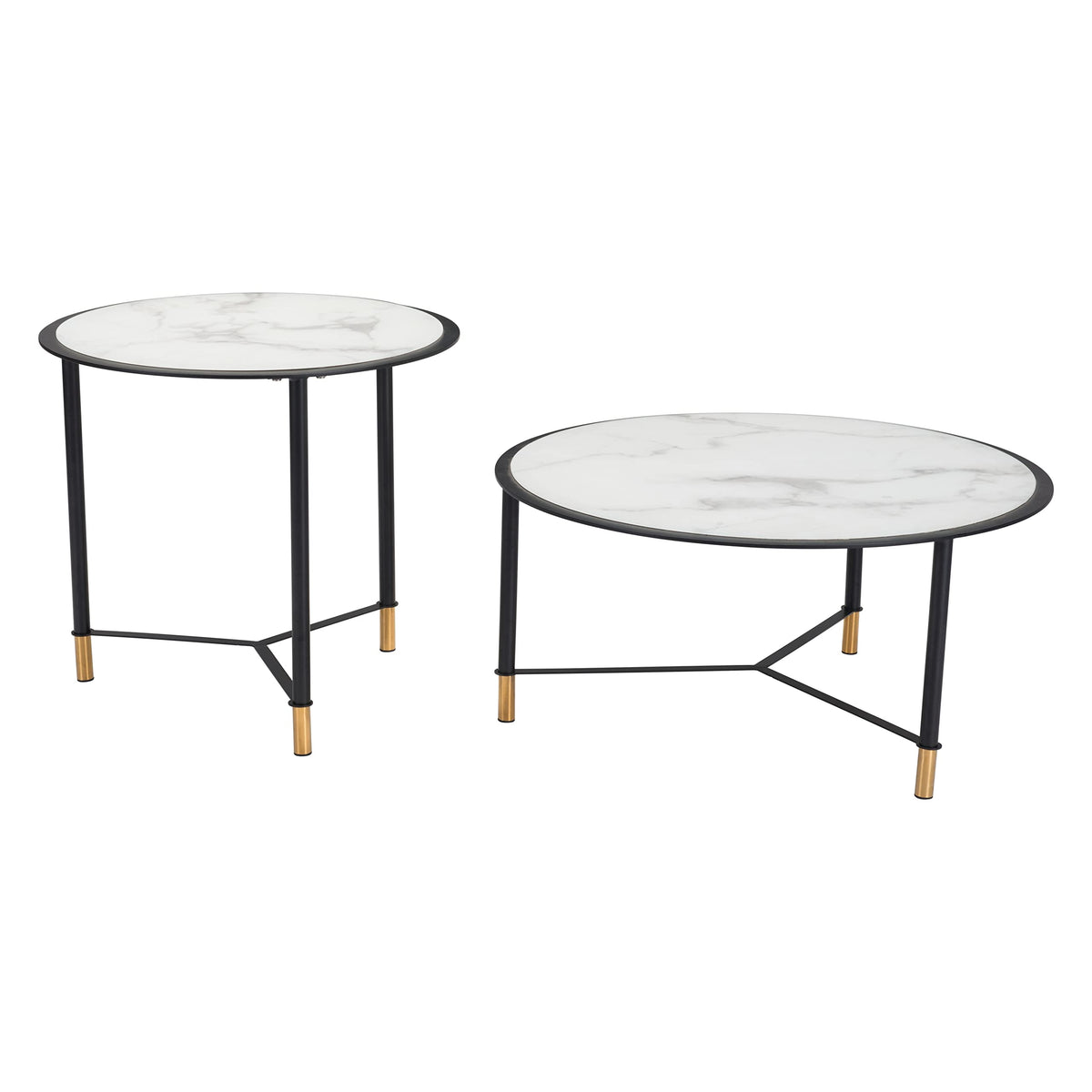 Zuo Set Of 2 Davis Coffee Tables Black & White