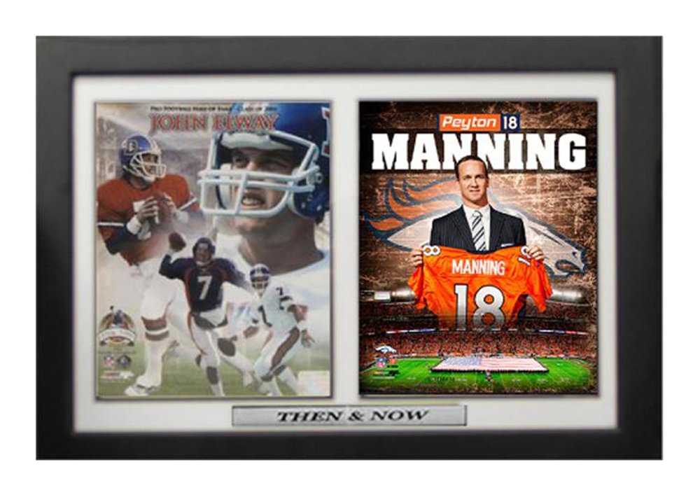 12x18 Double Frame - Manning & Elway Denver Broncos
