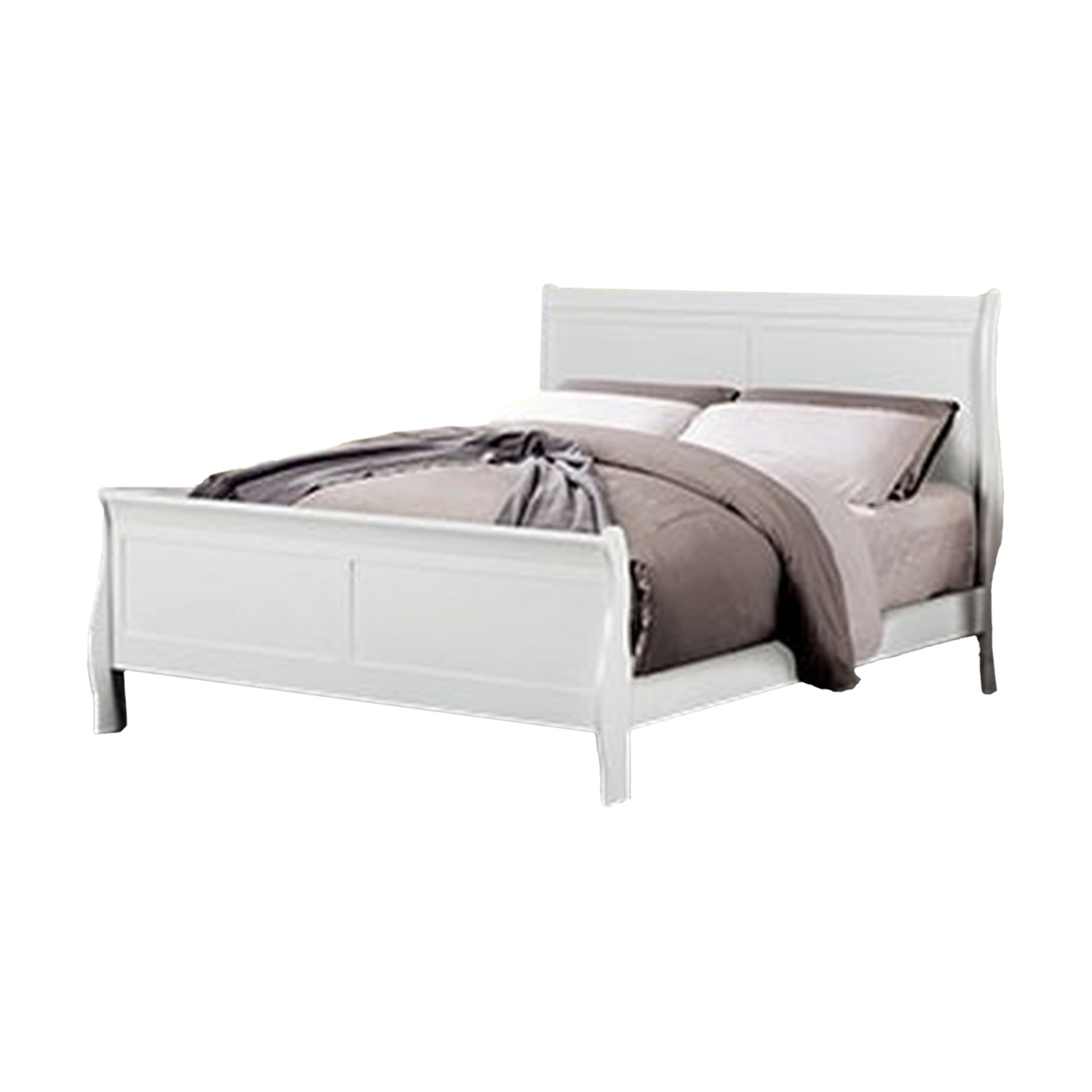 Ryla Twin Size Bed, Sleek Modern Panel Headboard Design, White Solid Wood