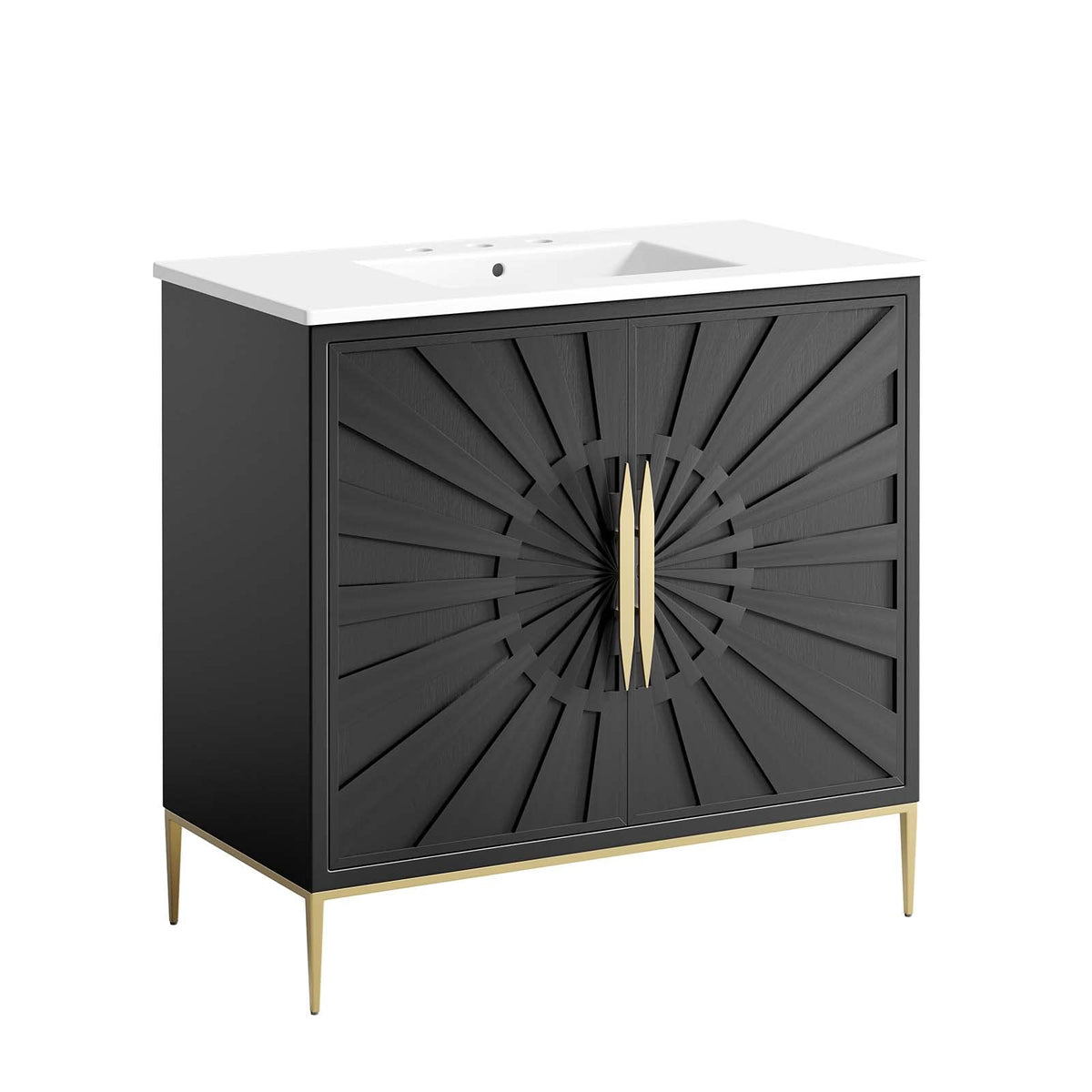 Modway Awaken Bathroom Vanity Cabinet, 36', White Black
