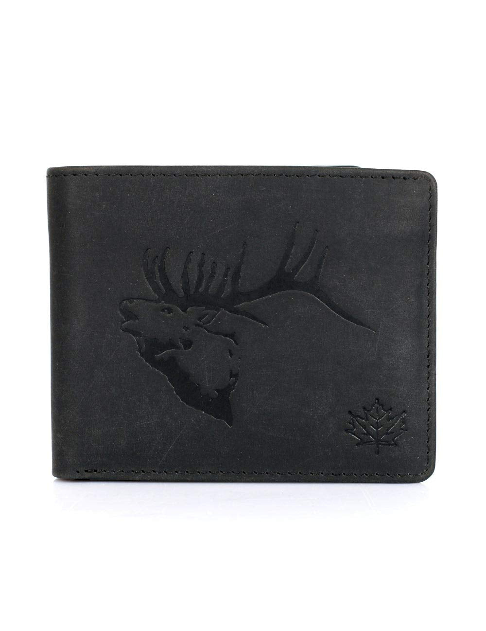 Karla Hanson Mens RFID Blocking Leather Wallet with Elk Stag