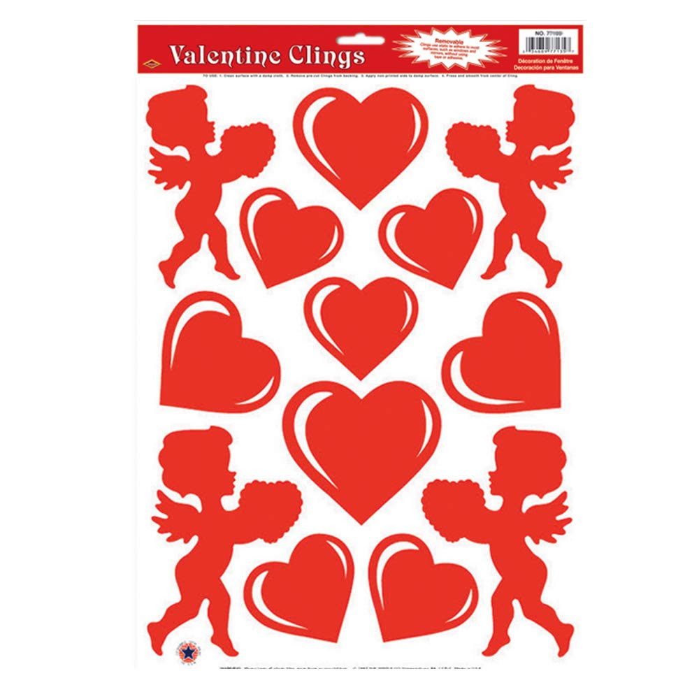 Heart & Cupid Clings (Pack of 12)