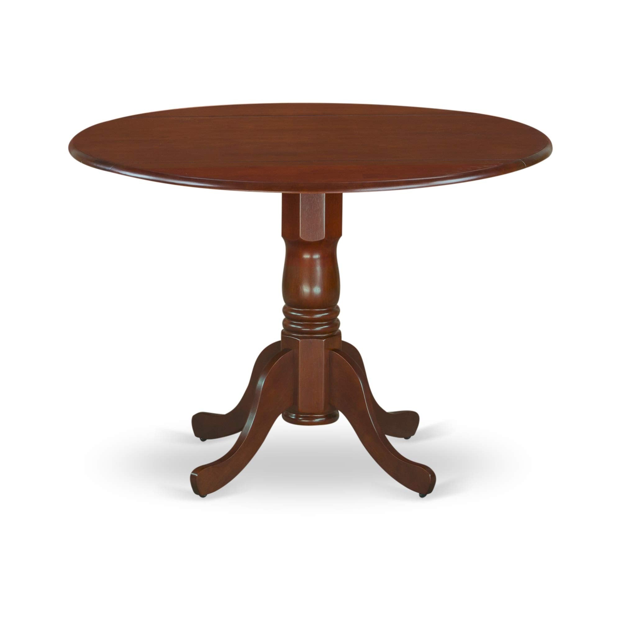 East West Furniture DMIP5-MAH-C 5 Piece Table And Chairs Dining Set - Dining Room Table and 4 Mahogany Linen Fabric Dining Room Chairs - Mahogany Finish