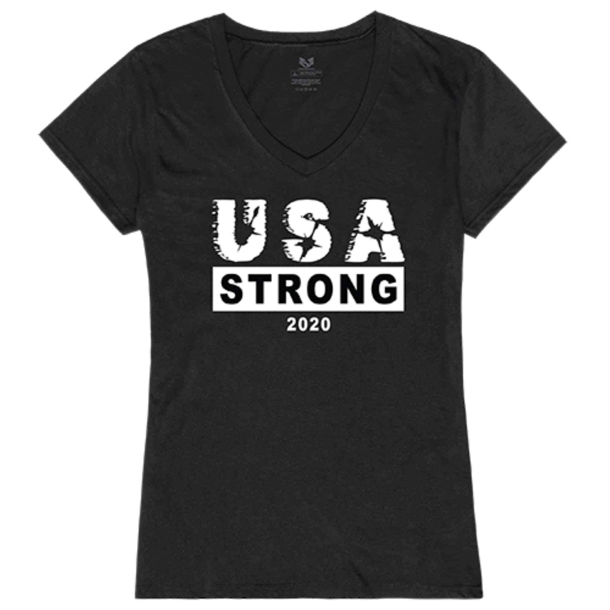 Graphic V-Neck, USA Strong 3, Black, XL