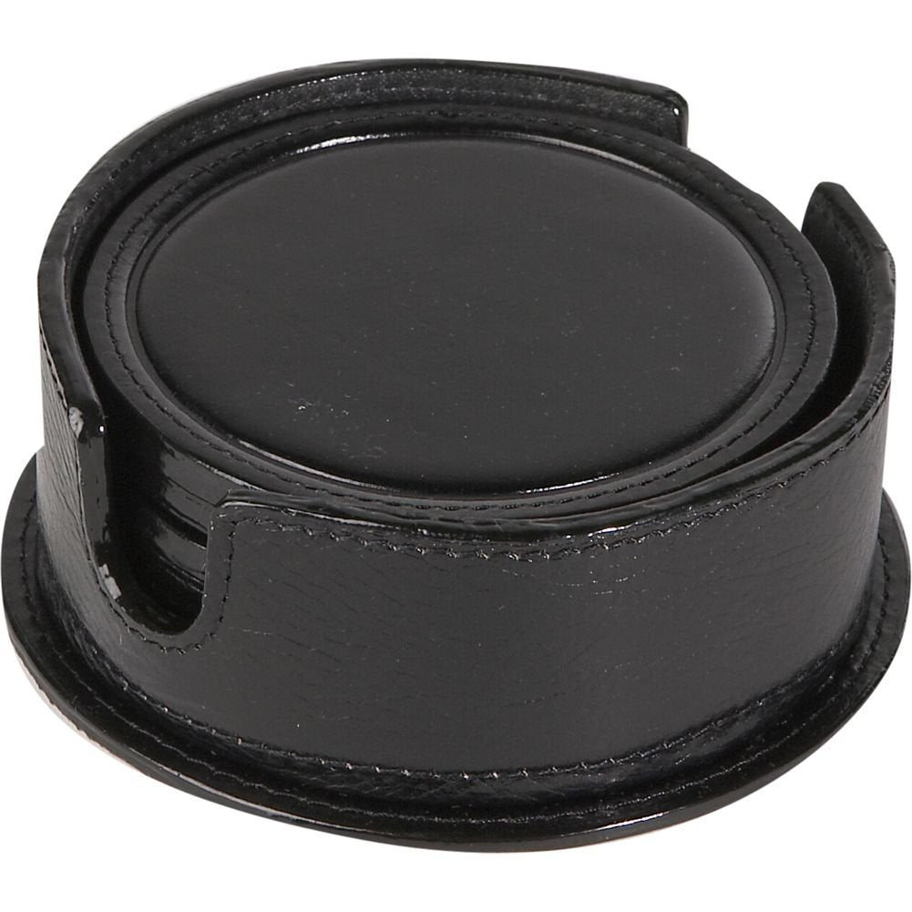 Royce Leather 6 Genuine Leather Round Coasters in Genuine Leather Case