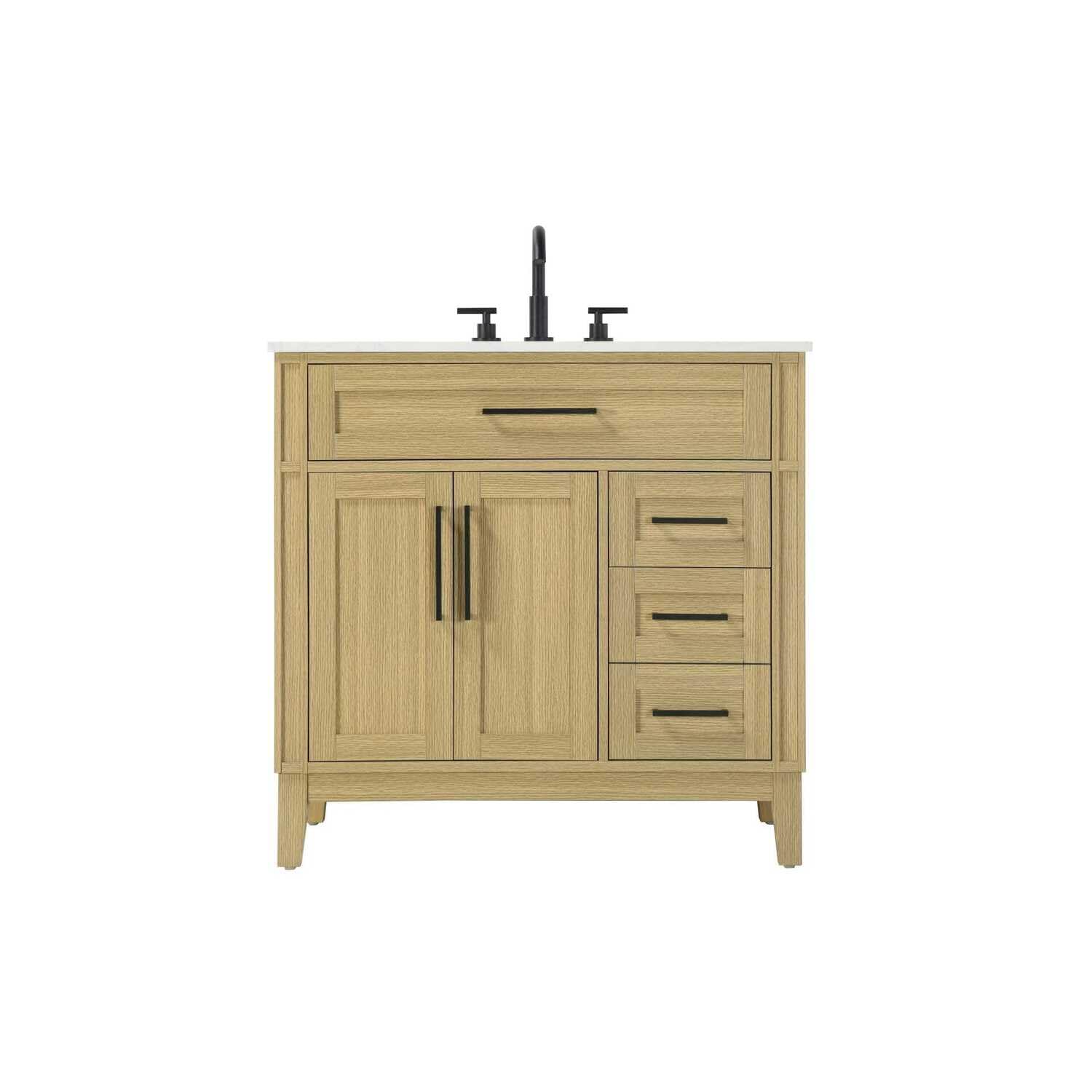 36 inch Single Bathroom Vanity in Honey Brown