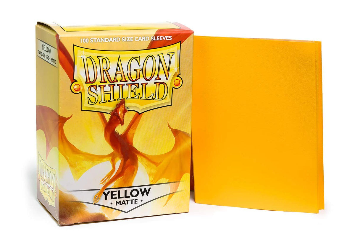 Dragon Shield Standard Size Sleeves - Matte Yellow 100Ct - Card Sleeves Are Smooth & Tough - Compatible With Pokemon, Yugioh, &