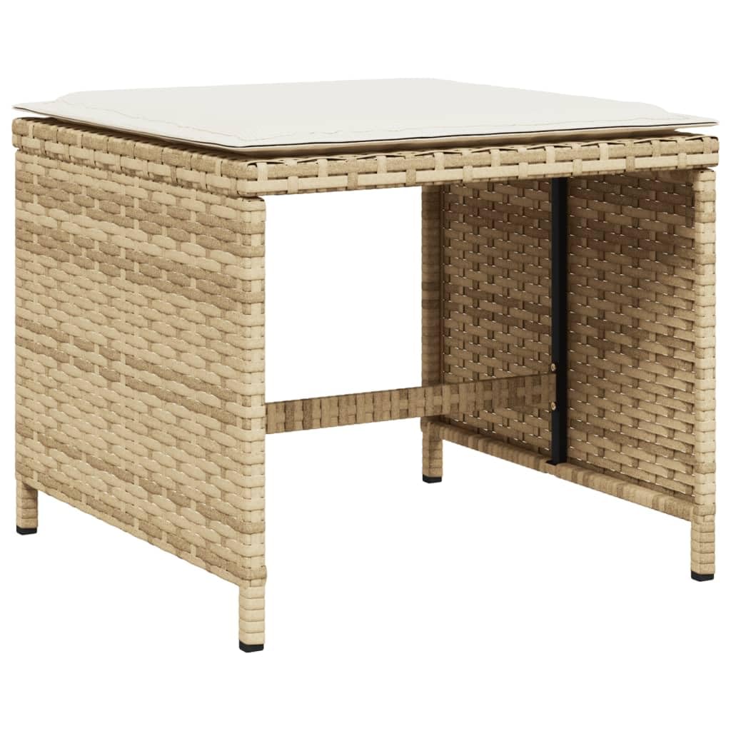 vidaXL Patio Stools with Cushions 4 pcs Beige 15.7x15.7"x13.8" Poly Rattan"
