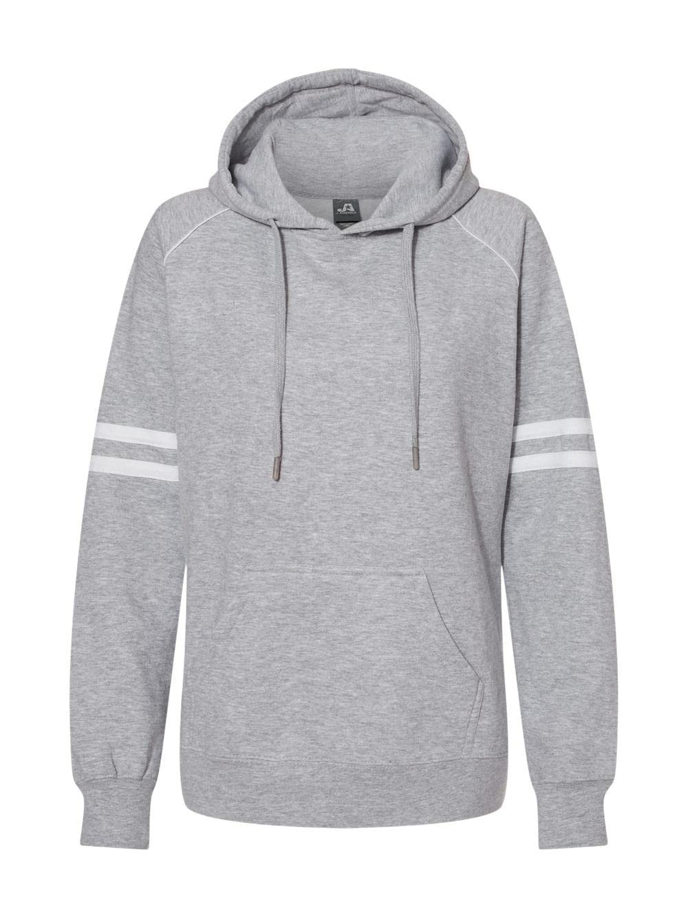 J. America Womens Varsity Fleece Piped Hooded Sweatshirt - Red, S