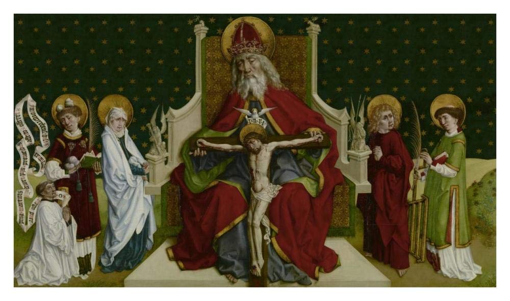 The Trinity with the Virgin, Saints John the Evangelist, Stephen and Lawrence and a Donor-Paper Art-38x23”