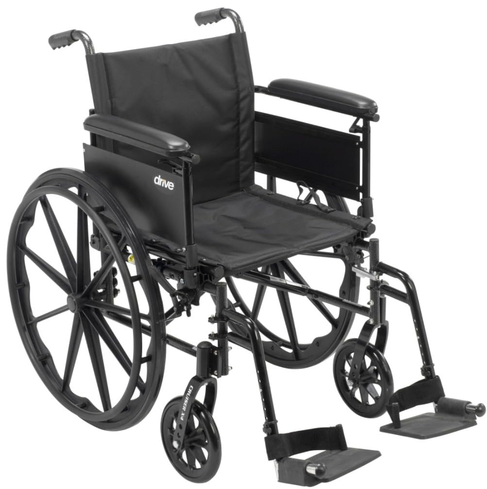 Cruiser X4 Lightweight Dual Axle Wheelchair with Adjustable Detachable Arms, Full Arms, Swing Away Footrests, 20 Seat"