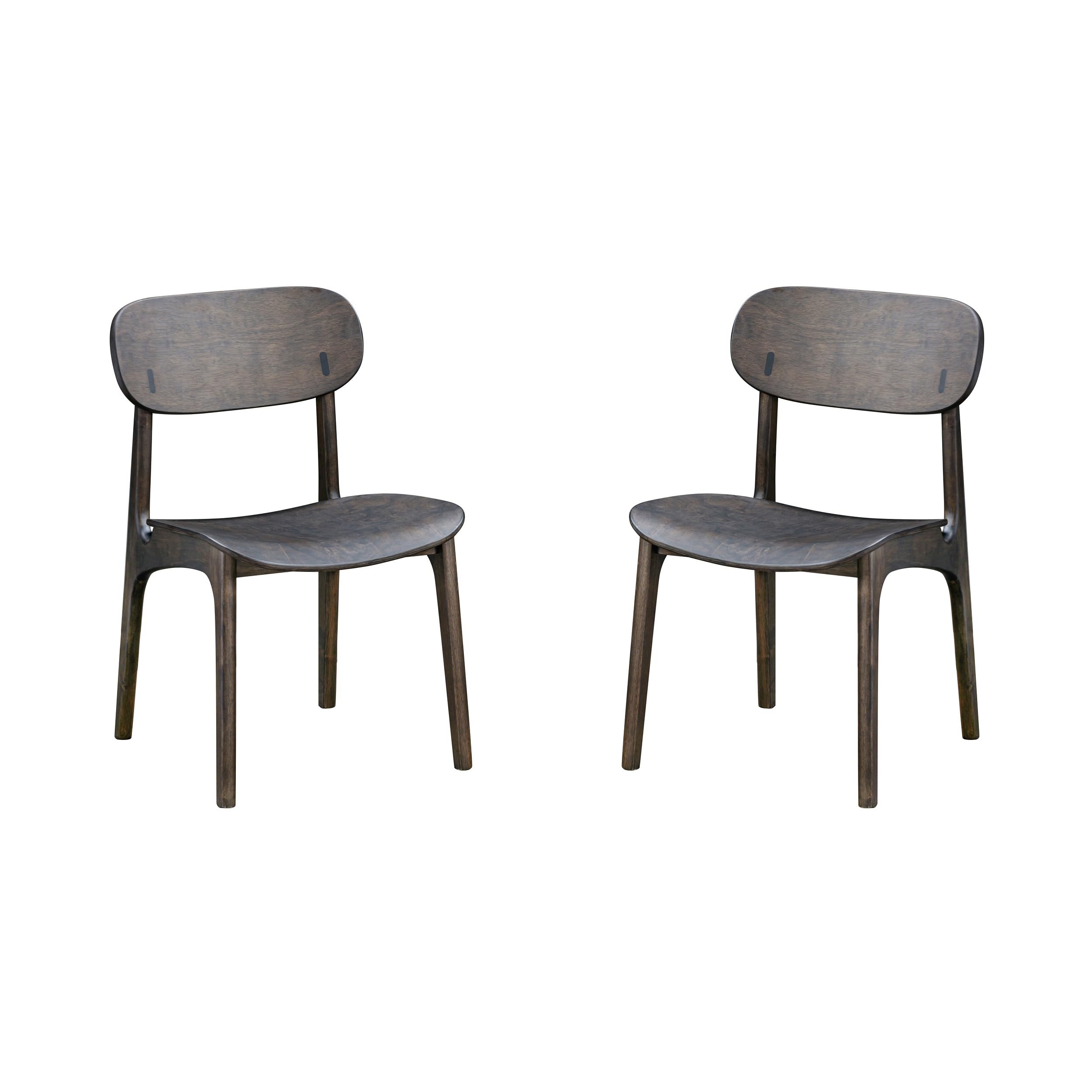Seln 20 Inch Dining Chair Set of 2, Curved Seat, Splayed Legs, Gray