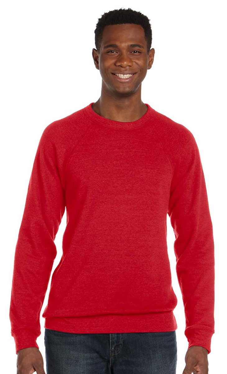 BELLA + CANVAS Unisex Sponge Fleece Raglan Crewneck Sweatshirt - Red, M