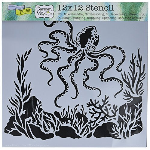 Crafters Workshop Tcw607 Template, 12 X 12, Octopus, White