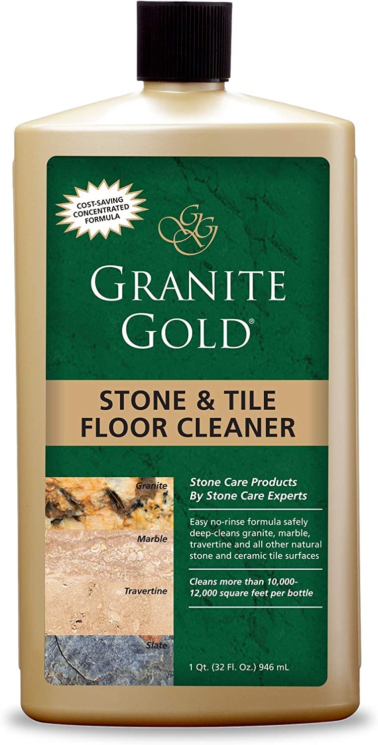 Granite Gold Stone And Tile Floor Cleaner - No-Rinse Deep Cleaning Granite, Marble, Travertine, Ceramic Solution - 32 Ounces (Pa