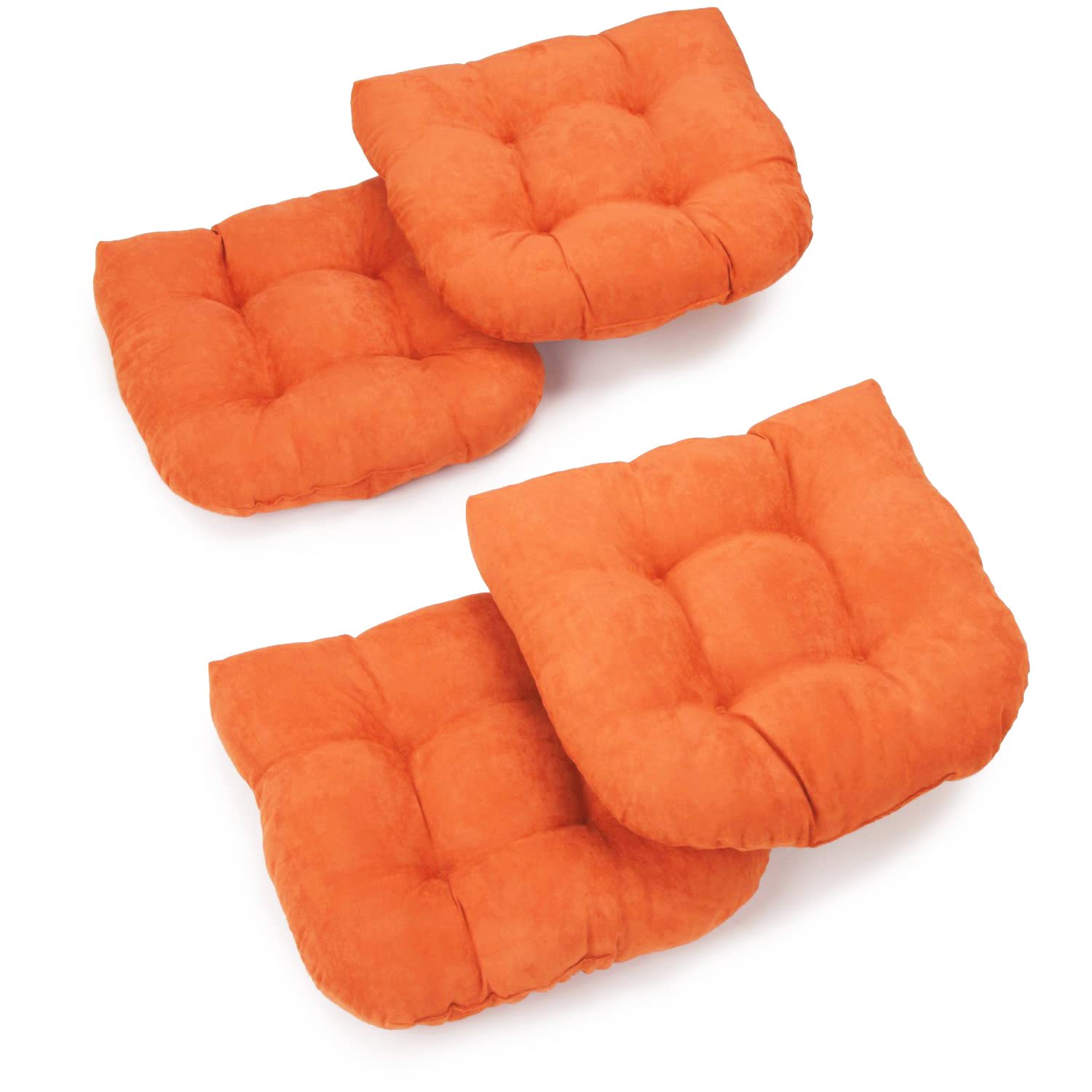 19-inch U-Shaped Micro Suede Tufted Dining Chair Cushions (Set of 4) - Tangerine Dream