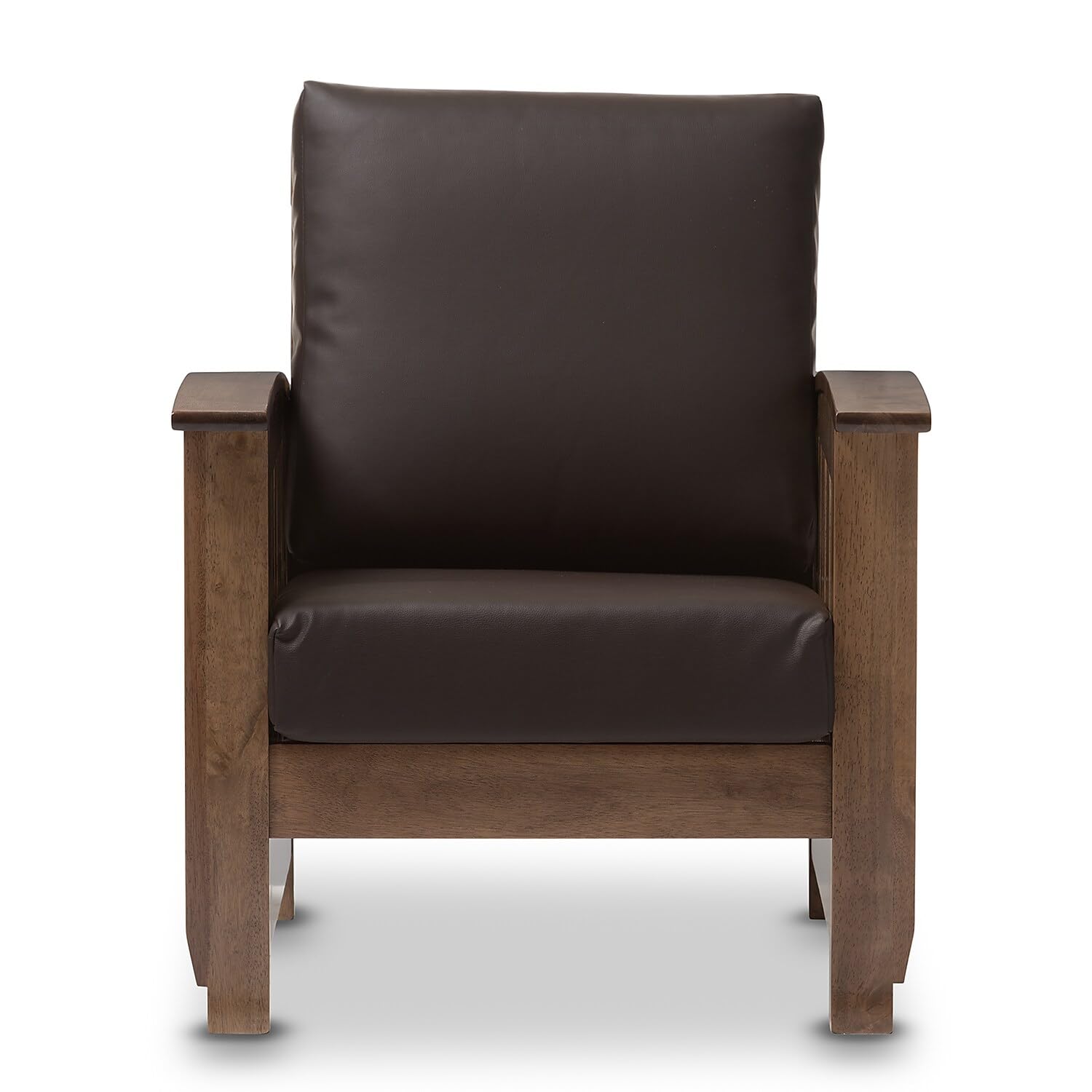 Baxton Studio Charlotte Faux Leather Chair, Dark Brown And Walnut Brown (125-6900-Hit)