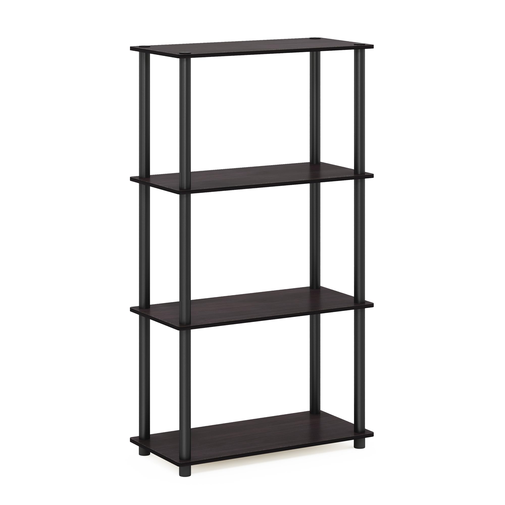 Furinno 99557DWN Turn-N-Tube 4-Tier Multipurpose Shelf Display Rack, Dark Walnut