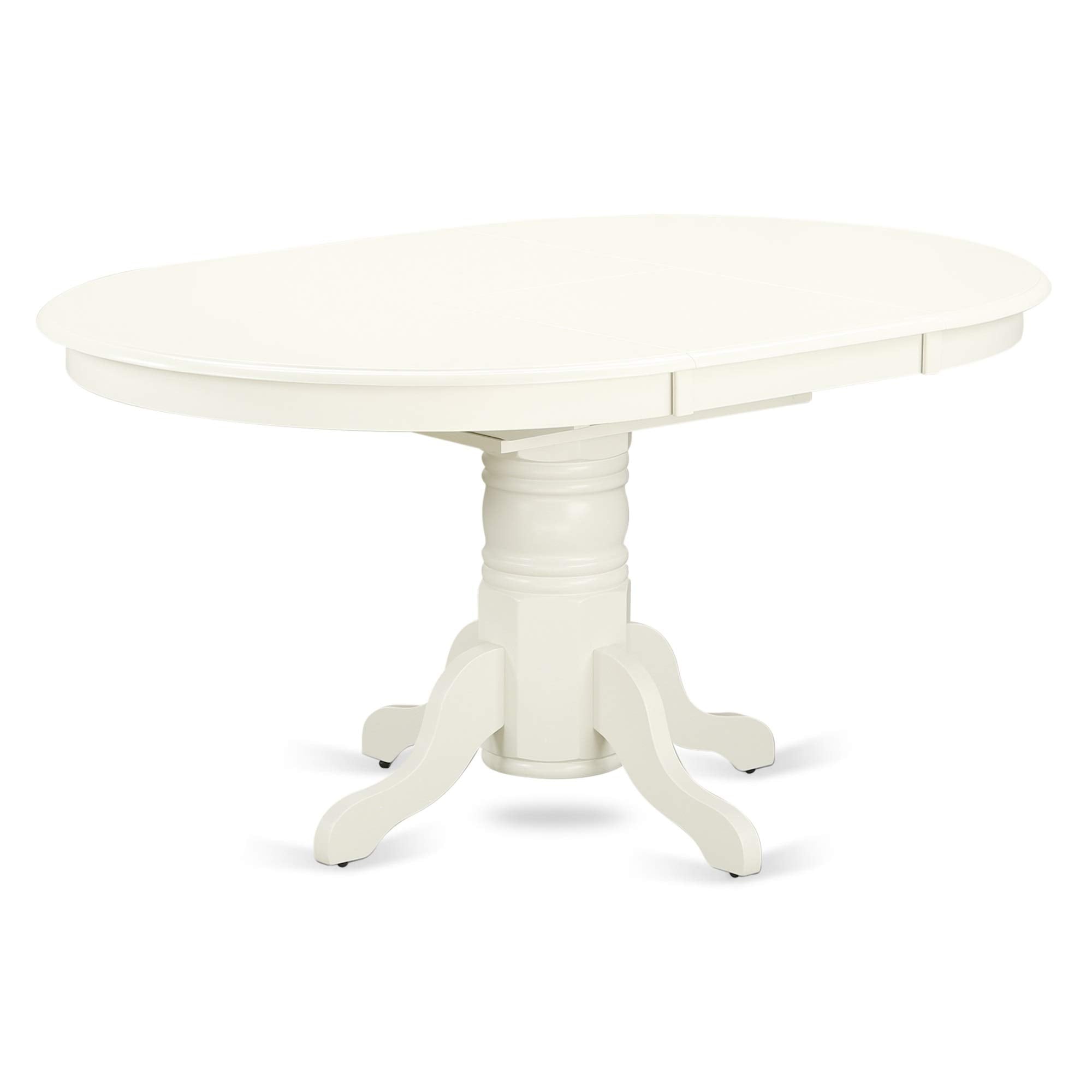Casafoyer Avon 7 Piece Set Consist of an Oval Dining Room Table with  Leaf and 6 Wooden Seat Chairs, 42x60 Inch, Linen White