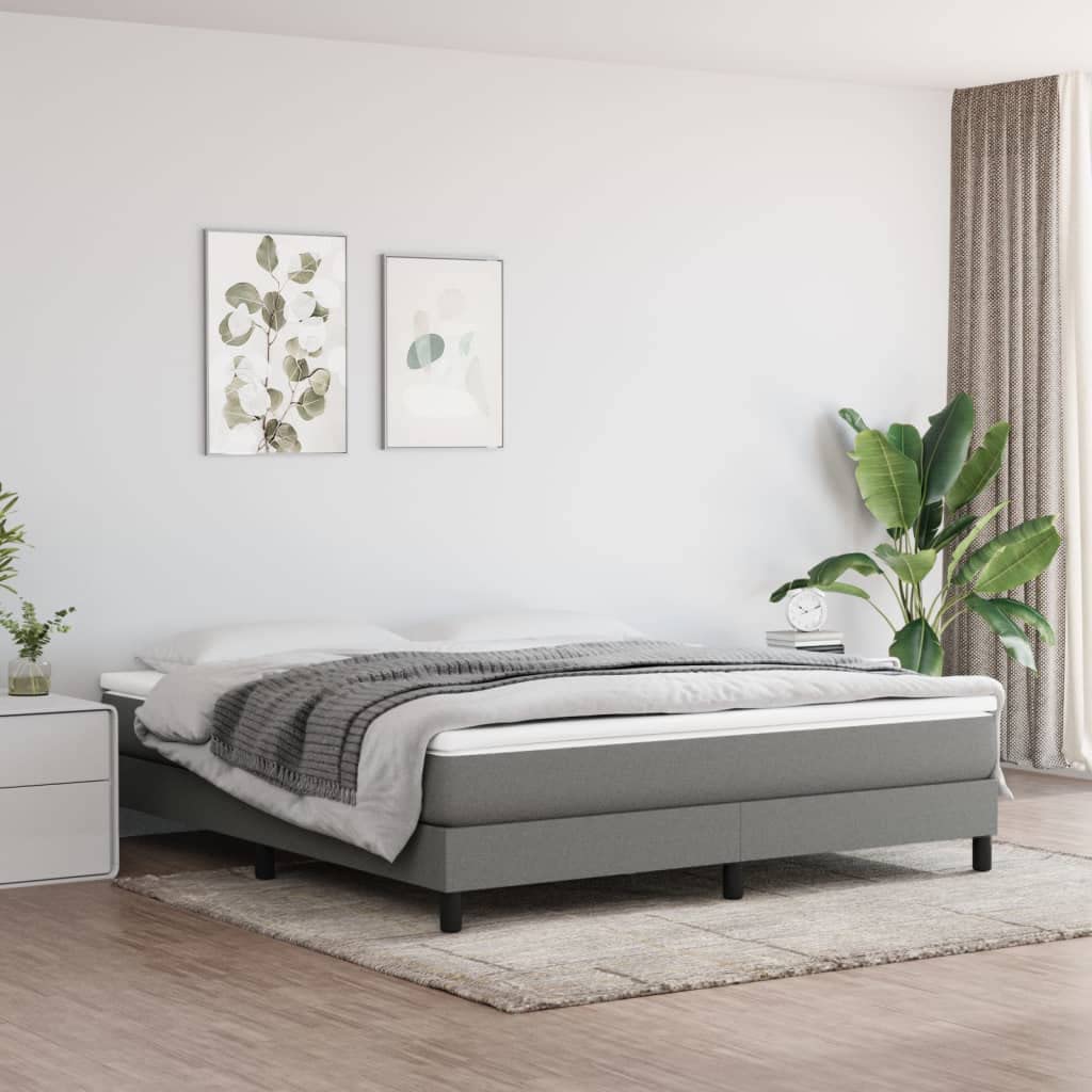 vidaXL Box Spring Bed Frame Dark Gray 76x79.9??King Fabric