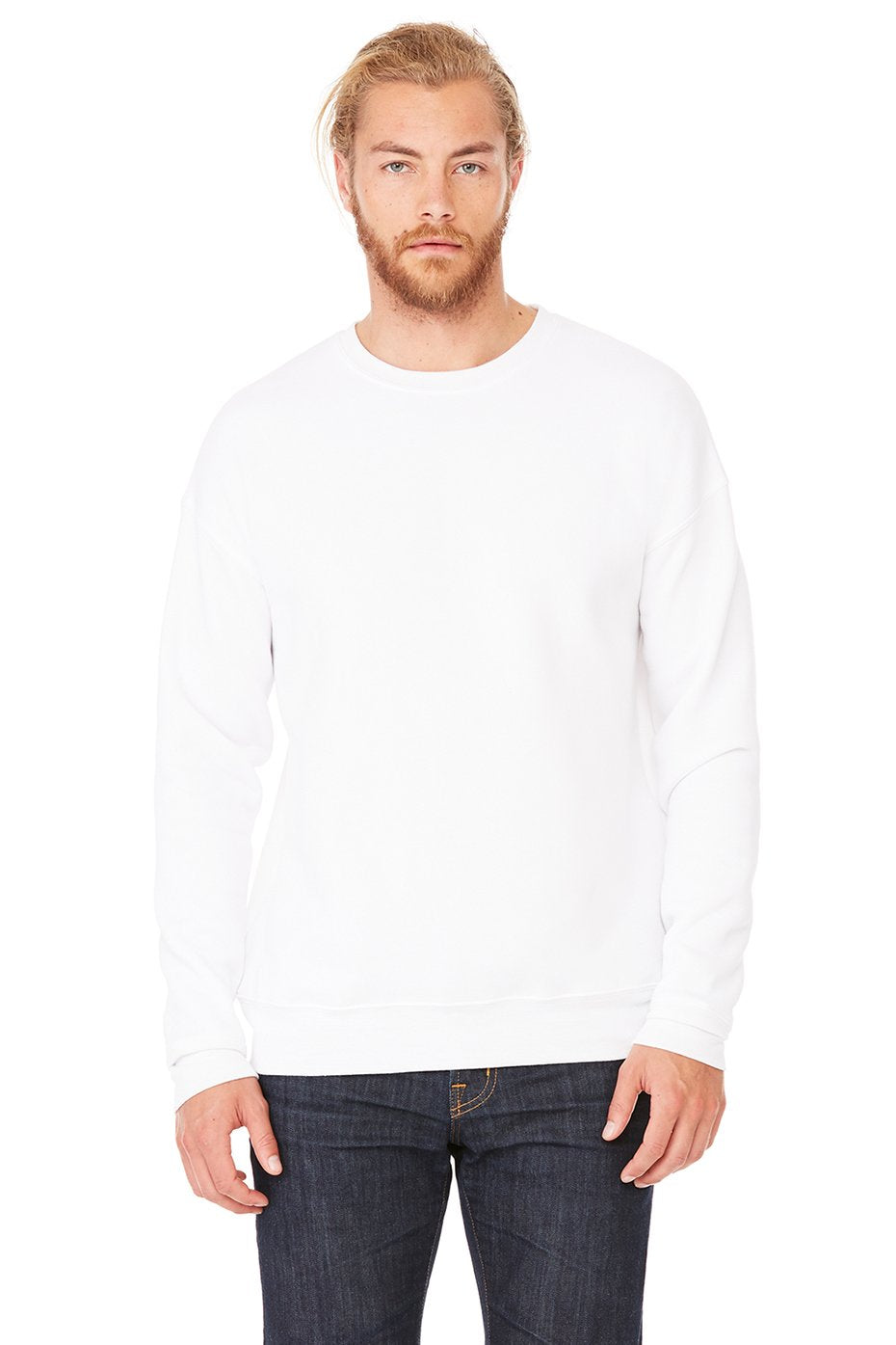 BELLA + CANVAS Unisex Sponge Fleece Drop Shoulder Crewneck Sweatshirt - White, L
