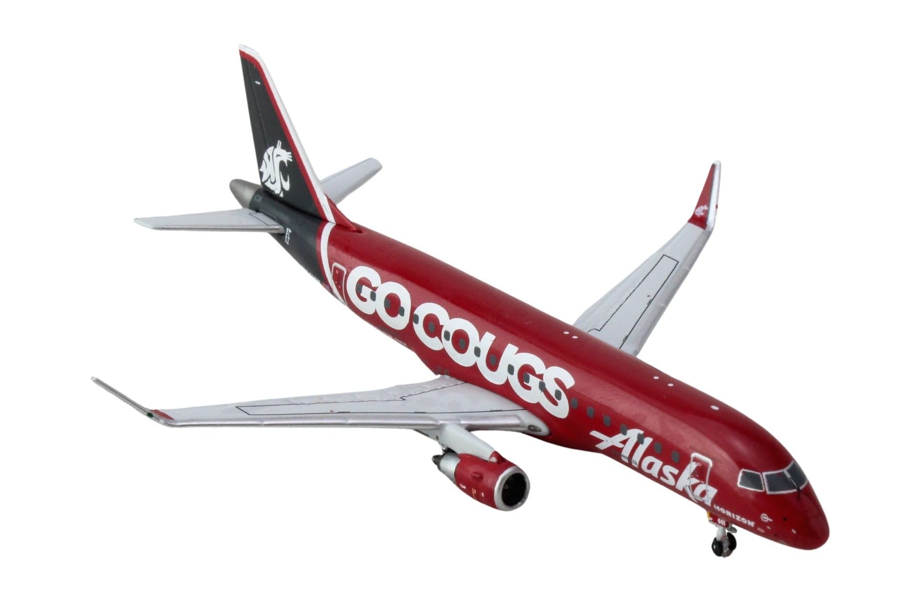 Embraer ERJ-175 Commercial Aircraft Alaska Airlines/Horizon - Washington State Cougars (N661QX) Red with Gray Tail 1/400 Diecast Model Airplane by GeminiJets