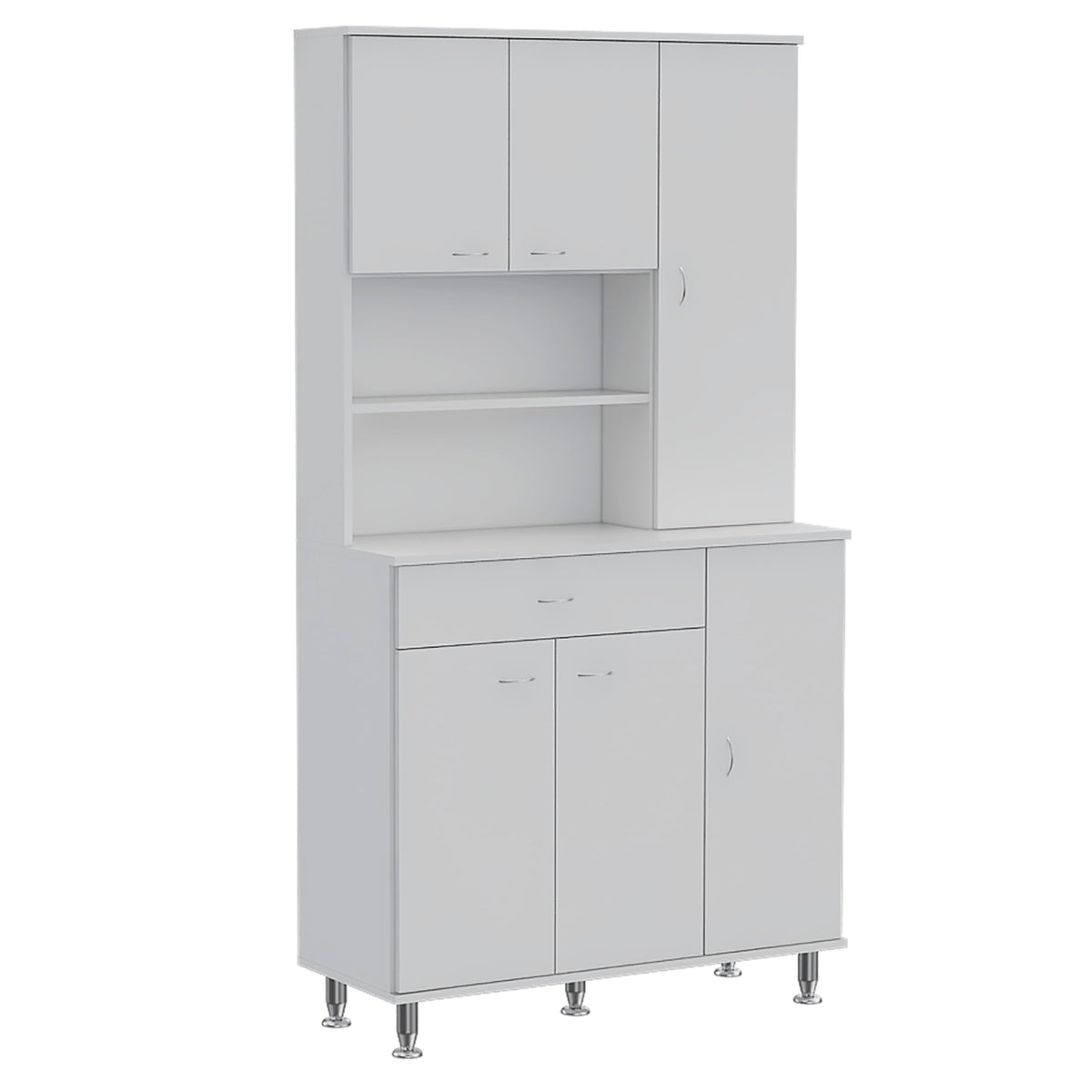 Tuhome Della 90 Kitchen Pantry, One Drawer, Multiple Cabinets, Two Open Shelvess -White