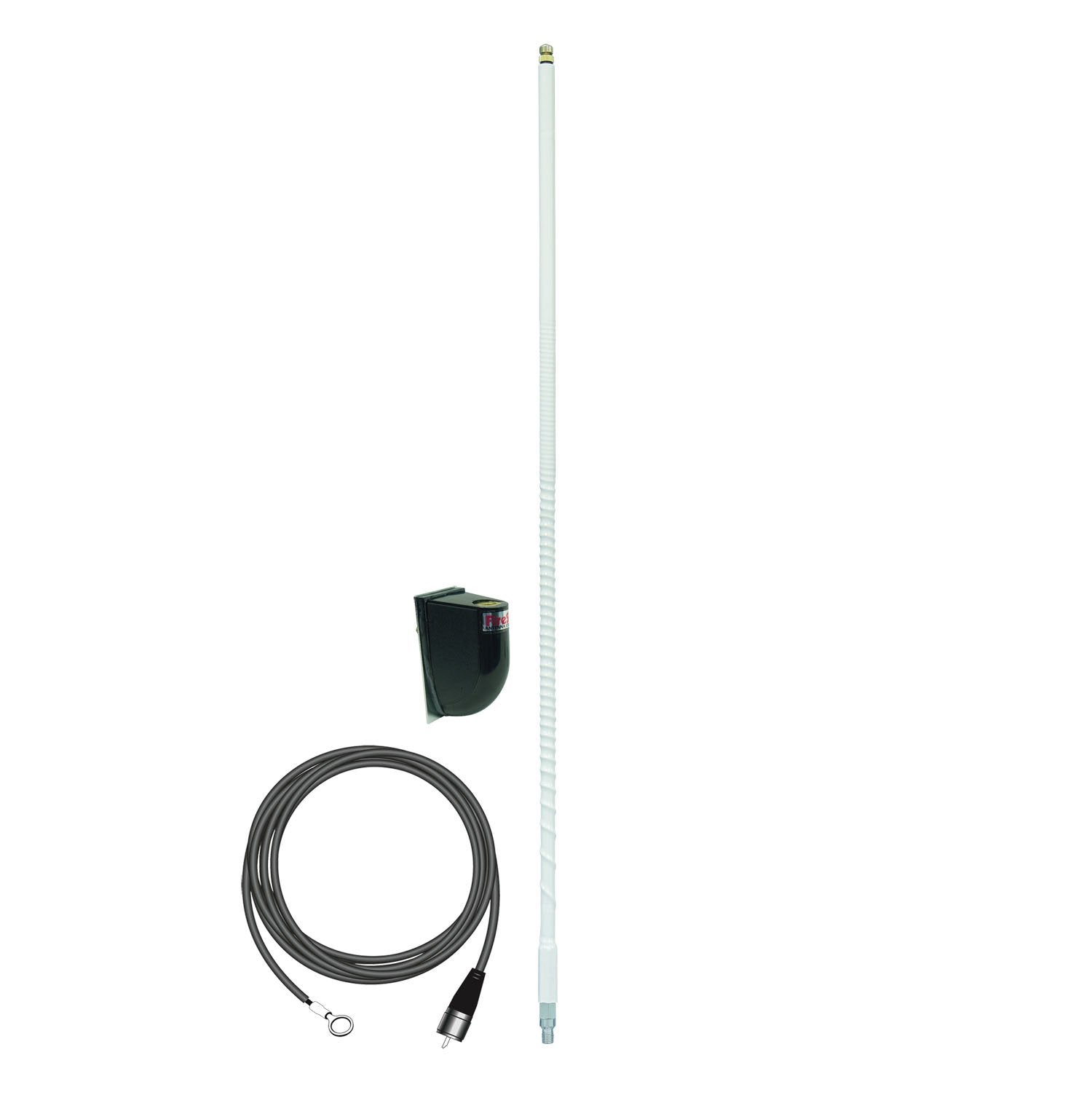 FIRESTIK - LG4M2-W  TUNEABLE 4 FOOT 100 WATT SIDE MOUNT CB ANTENNA KIT WITH 17 NO-GROUND COAX CABLE IN WHITE
