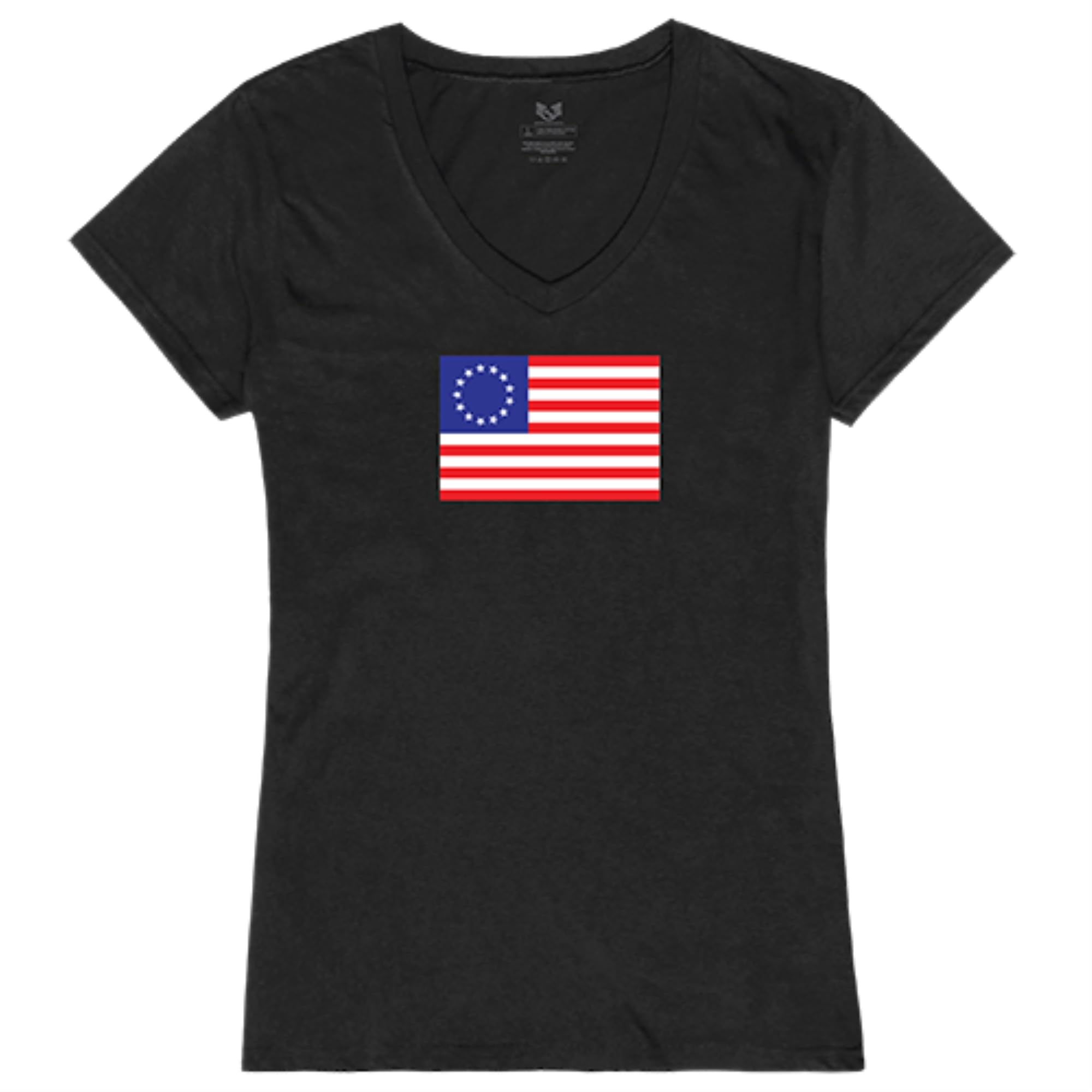 Graphic V-Neck, Betsy Ross 2, Black, 2X