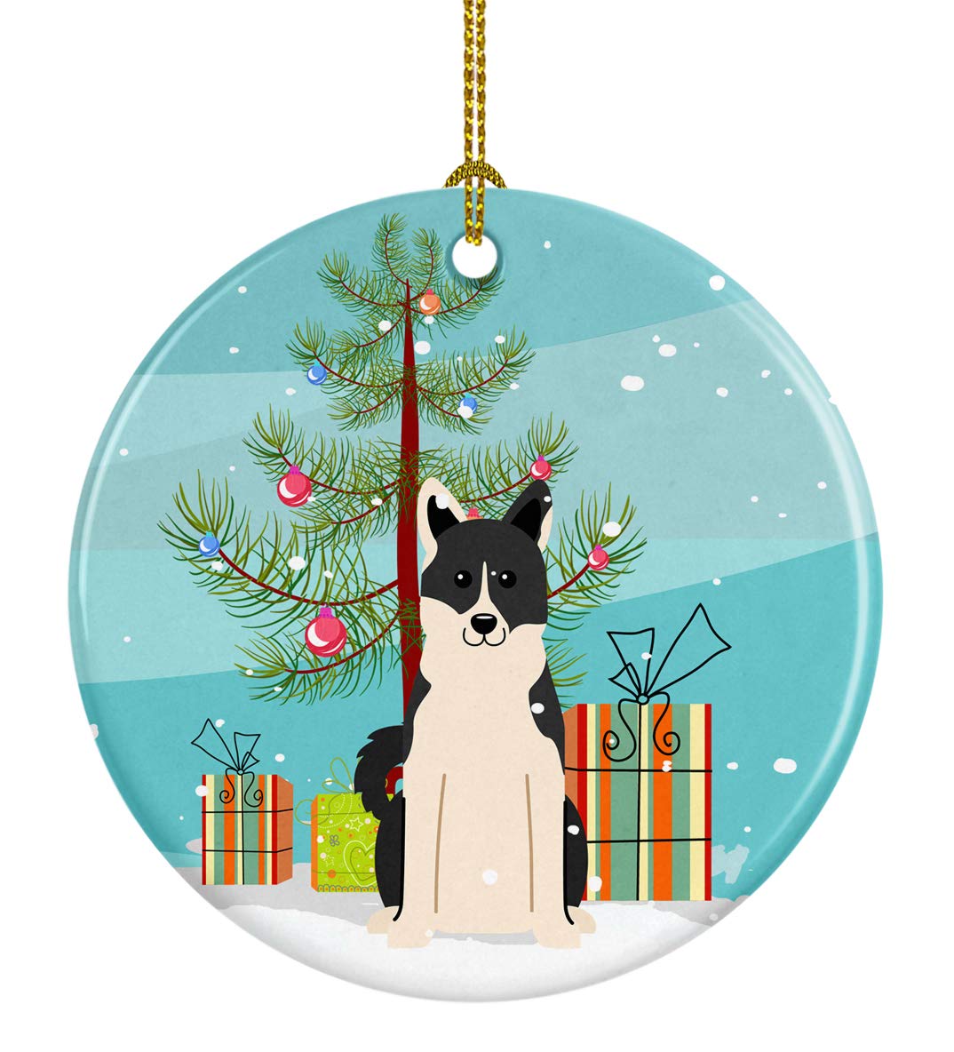 Carolines Treasures Merry Christmas Tree Russo-European Laika Spitz Ceramic Ornament