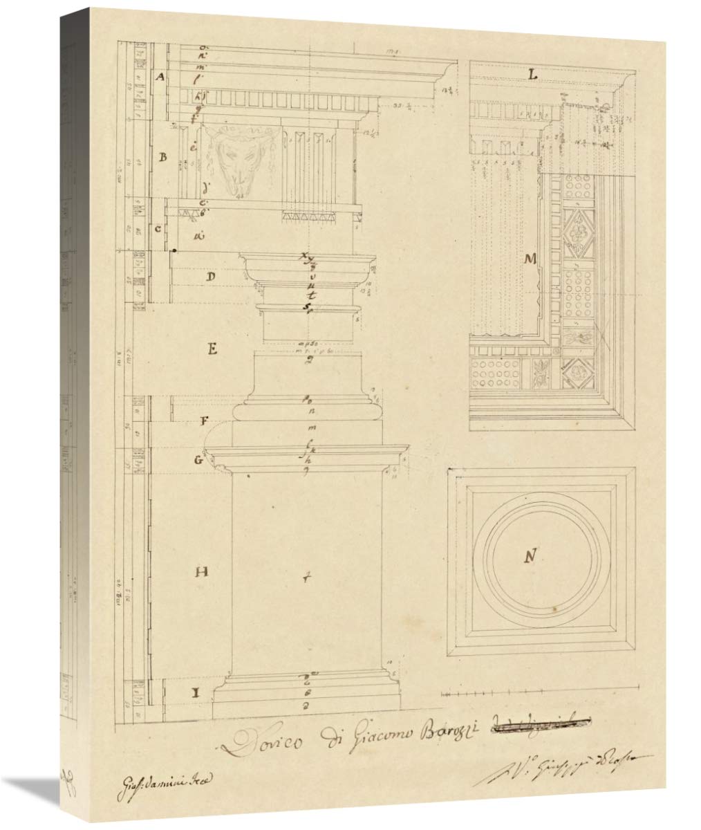 Plate 13 for Elements of Civil Architecture, ca. 1818-1850-Canvas Art-18x24”