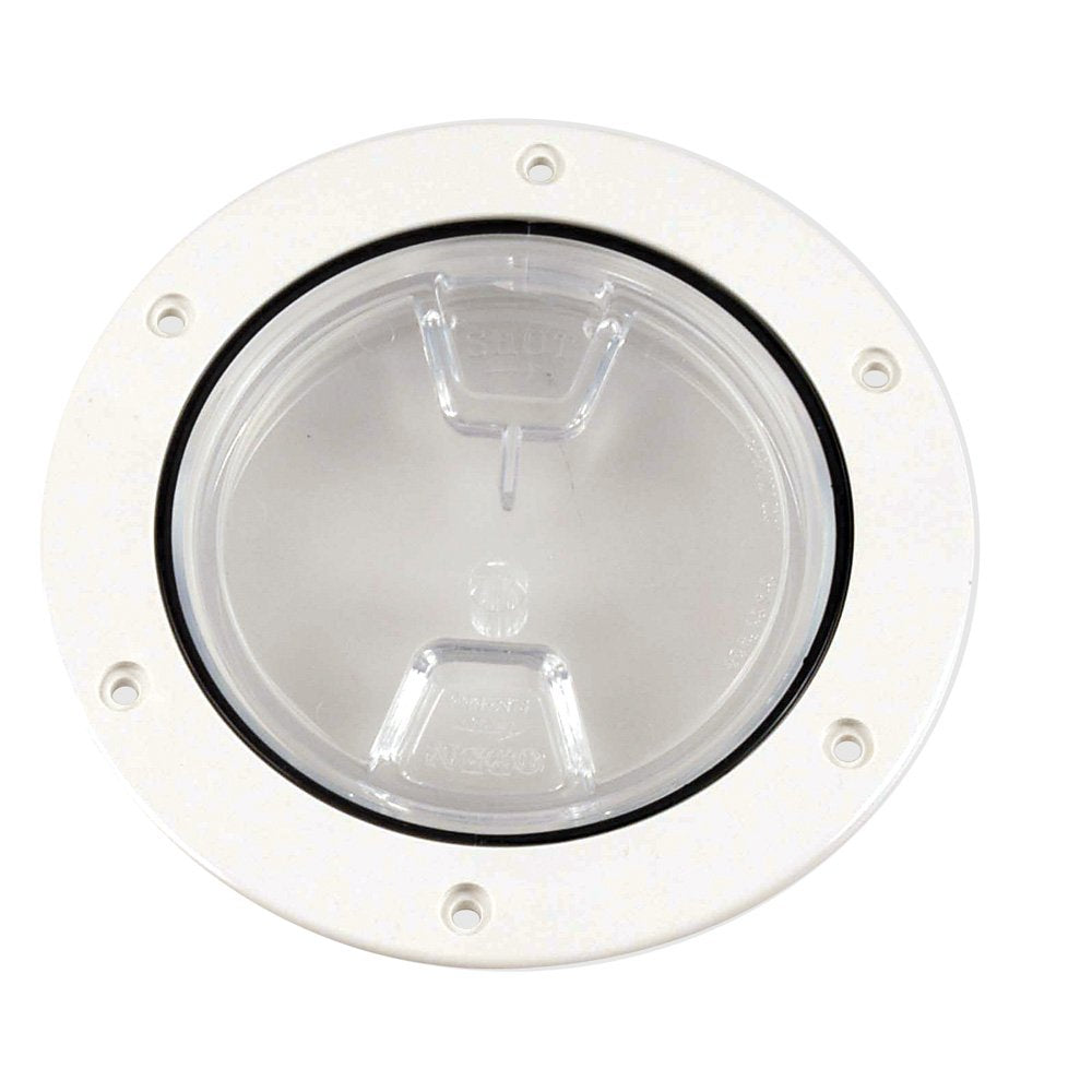 BECKSON 4 CLEAR CENTER SCREW OUT DECK PLATE WHITE 4.5″ CUT″