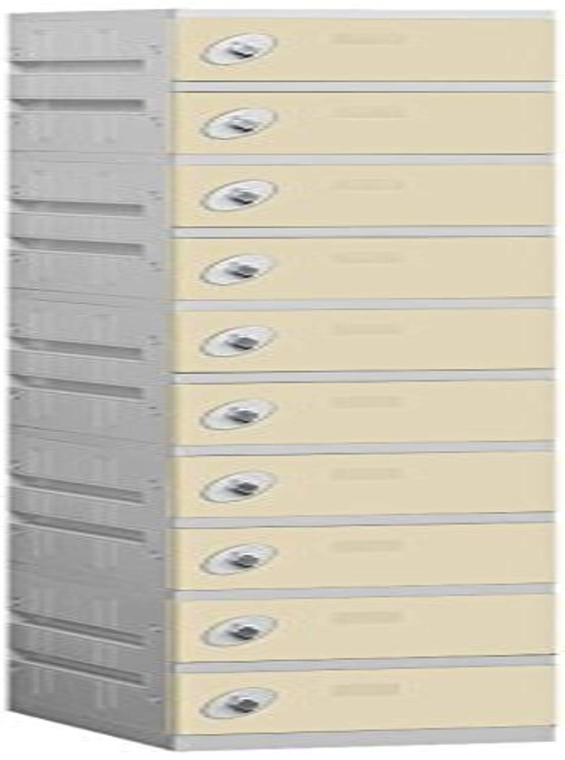 12 Wide Ten Tier Plastic Locker - 1 Wide - 6 Feet High - 18 Inches Deep - Tan - Assembled