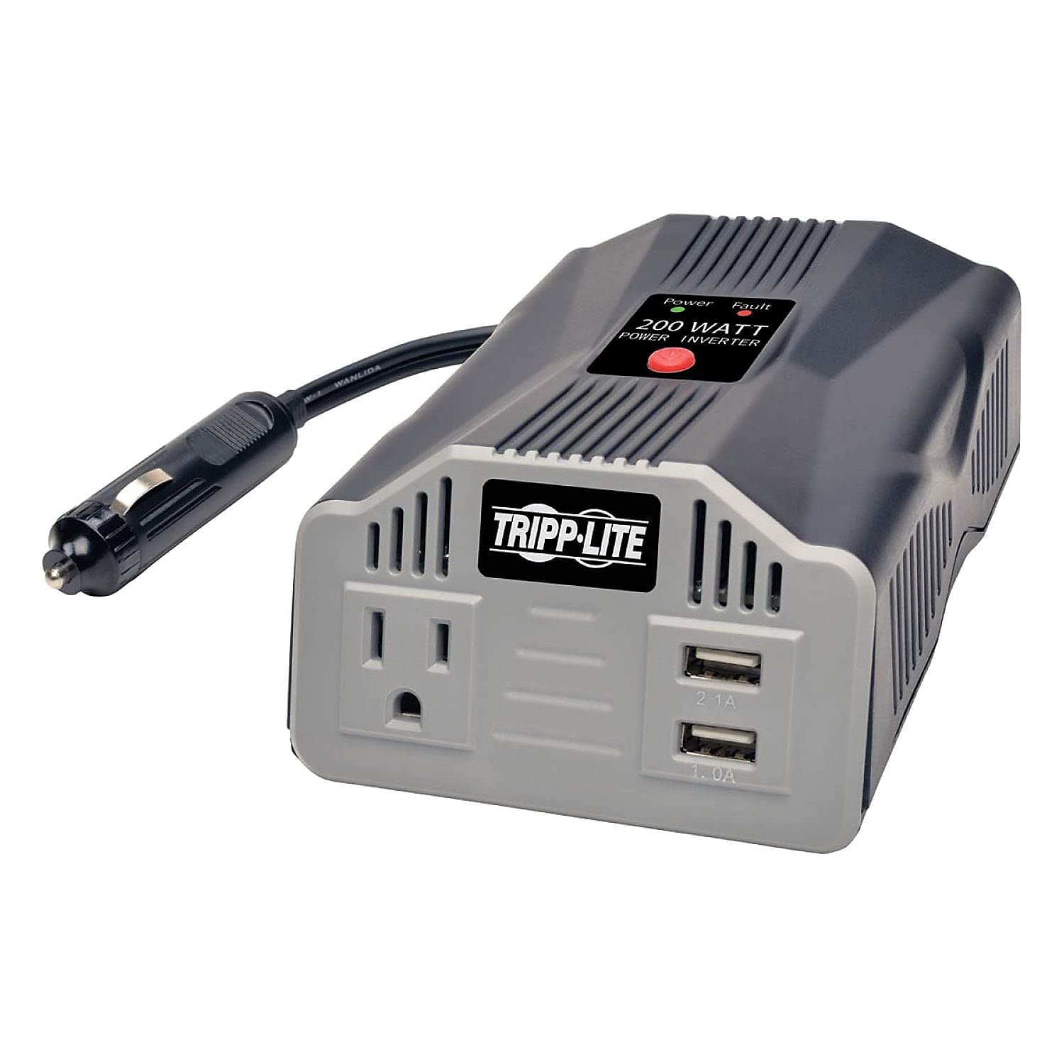 200W ULTRA COMPACT CAR INVERTER 1 OUT 2 USB CHARGING PORTS 2.1A